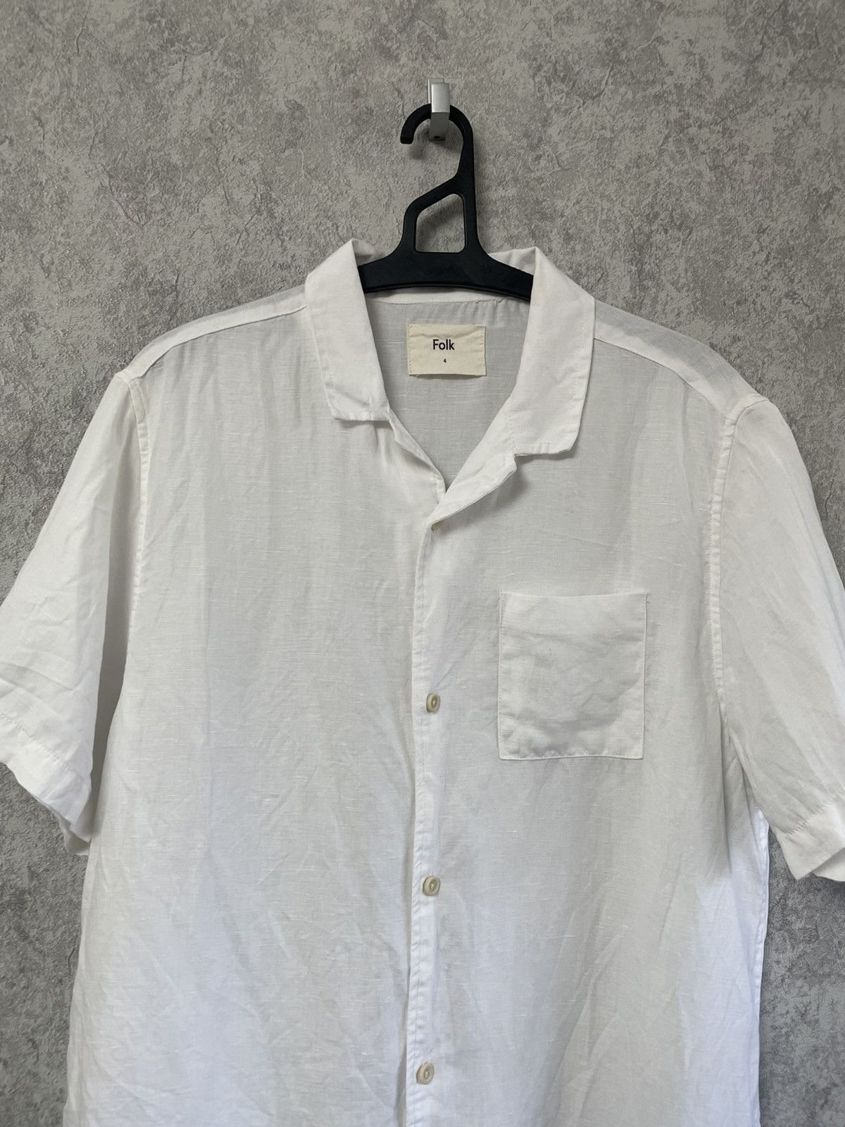 Folk Folk Linen White Basic Short Sleeve Shirt Button Up Size US L / EU 52-54 / 3 - 2 Thumbnail