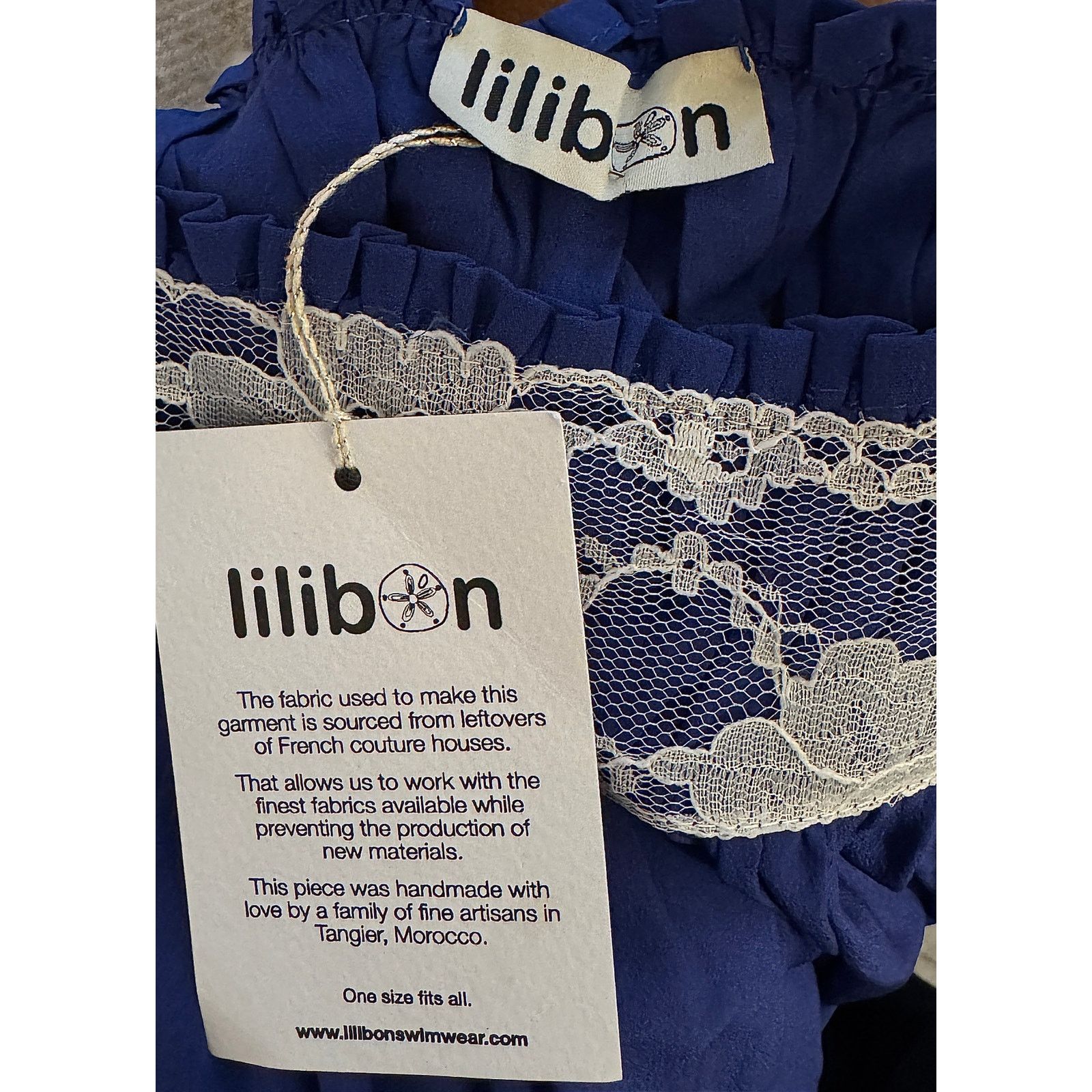 Other Atelier Lilibon NWT Women's Eva Silk Lace Dress in Blue Size ONE SIZE - 3 Thumbnail