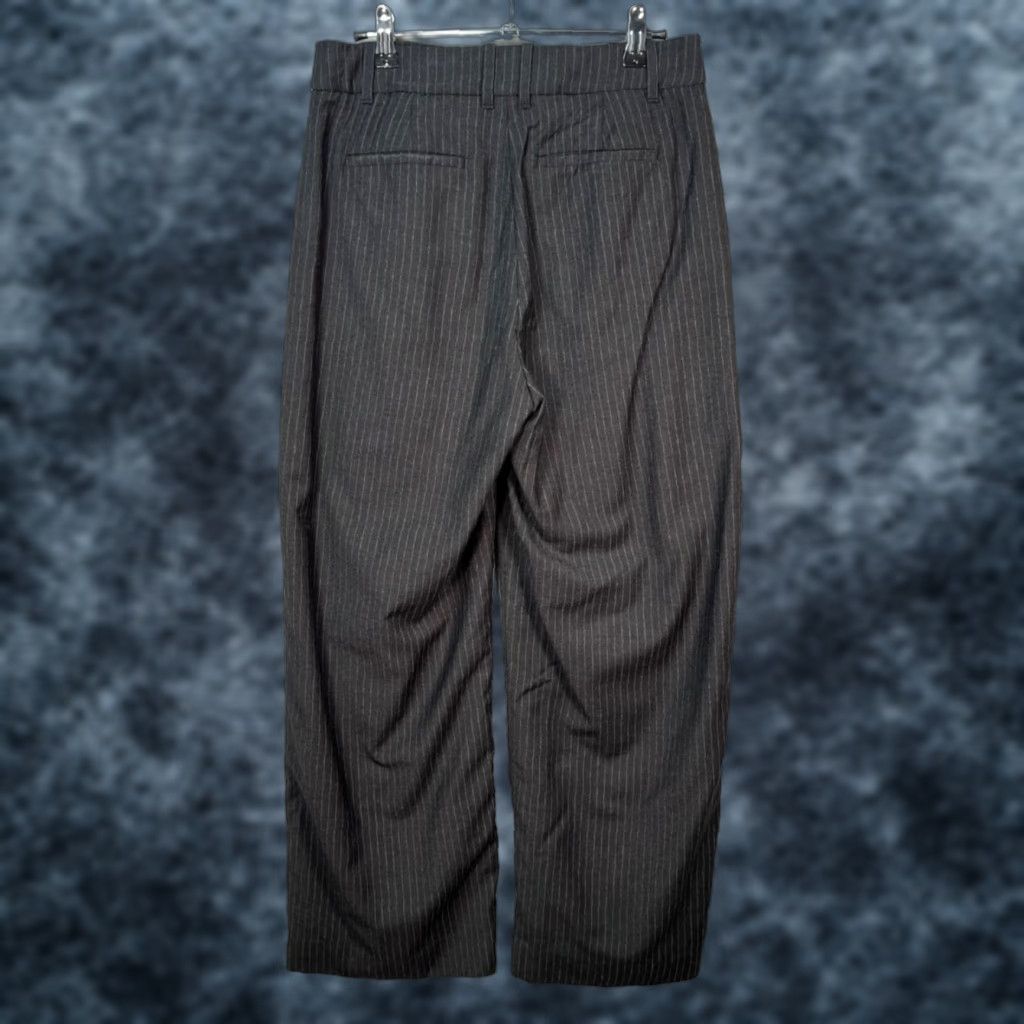 J.Crew J. Crew Womens 4 Charcoal Pinstripe Wool Dress Pants Trousers Wide-Leg Pants Casual/Formal Size 27" / US 4 / IT 40 - 1 Thumbnail