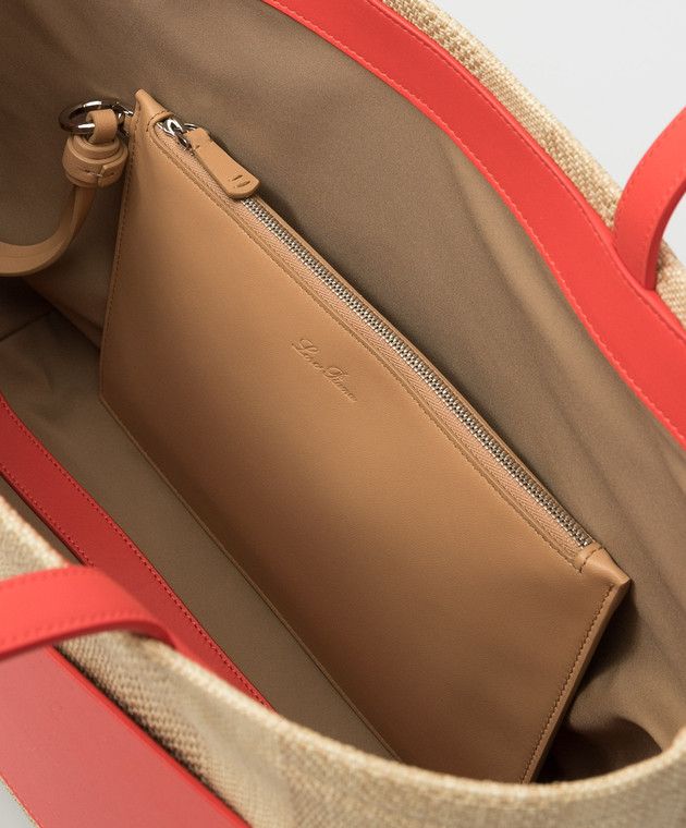 Loro Piana o1srvl11e0924 Size: / OS Tote Bag in Beige/Red Size ONE SIZE - 7 Thumbnail