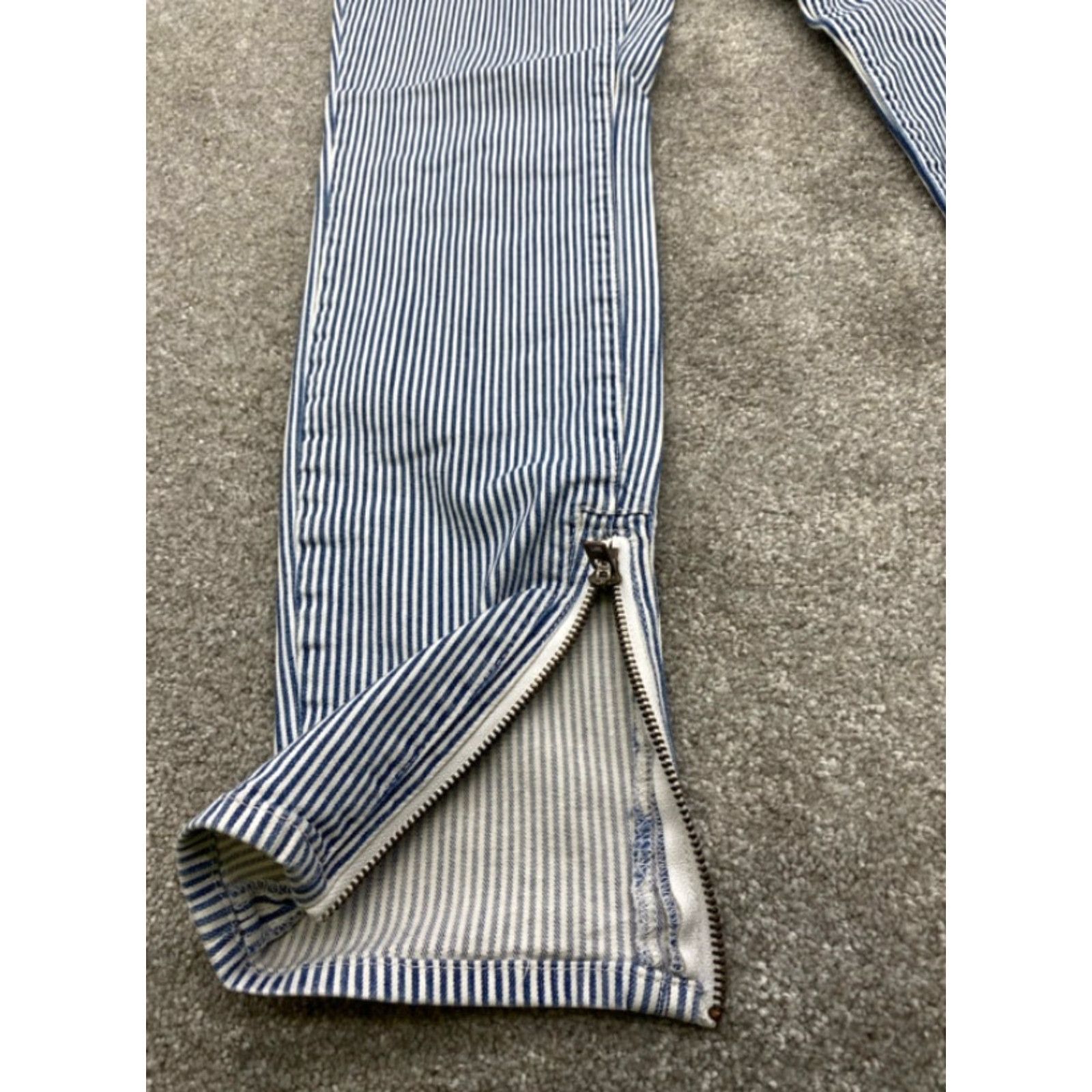 Madewell Madewell Jeans Women's 28 Blue White Striped Denim Slim Fit Zippered Ankles 5327 - Shirt/Jeans? Size 28" / US 6 / IT 42 - 4 Thumbnail
