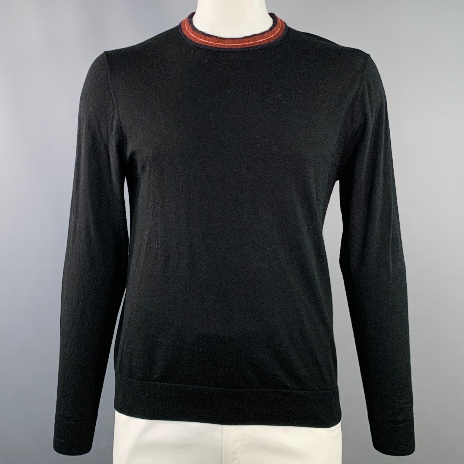 Paul Smith PS by PAUL SMITH Burgundy Contrast Trim Crew Neck Pullover Size US L / EU 52-54 / 3 - 1 Thumbnail
