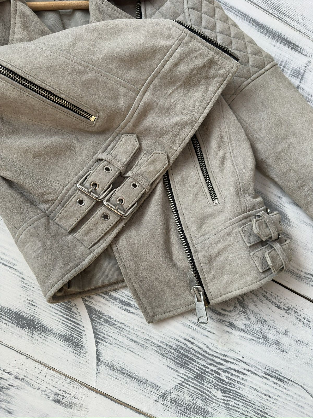 Allsaints ALLSAINTS Suede Beattie Biker Leather Jacket UK 8 / US 4 Size S / US 4 / IT 40 - 12 Thumbnail