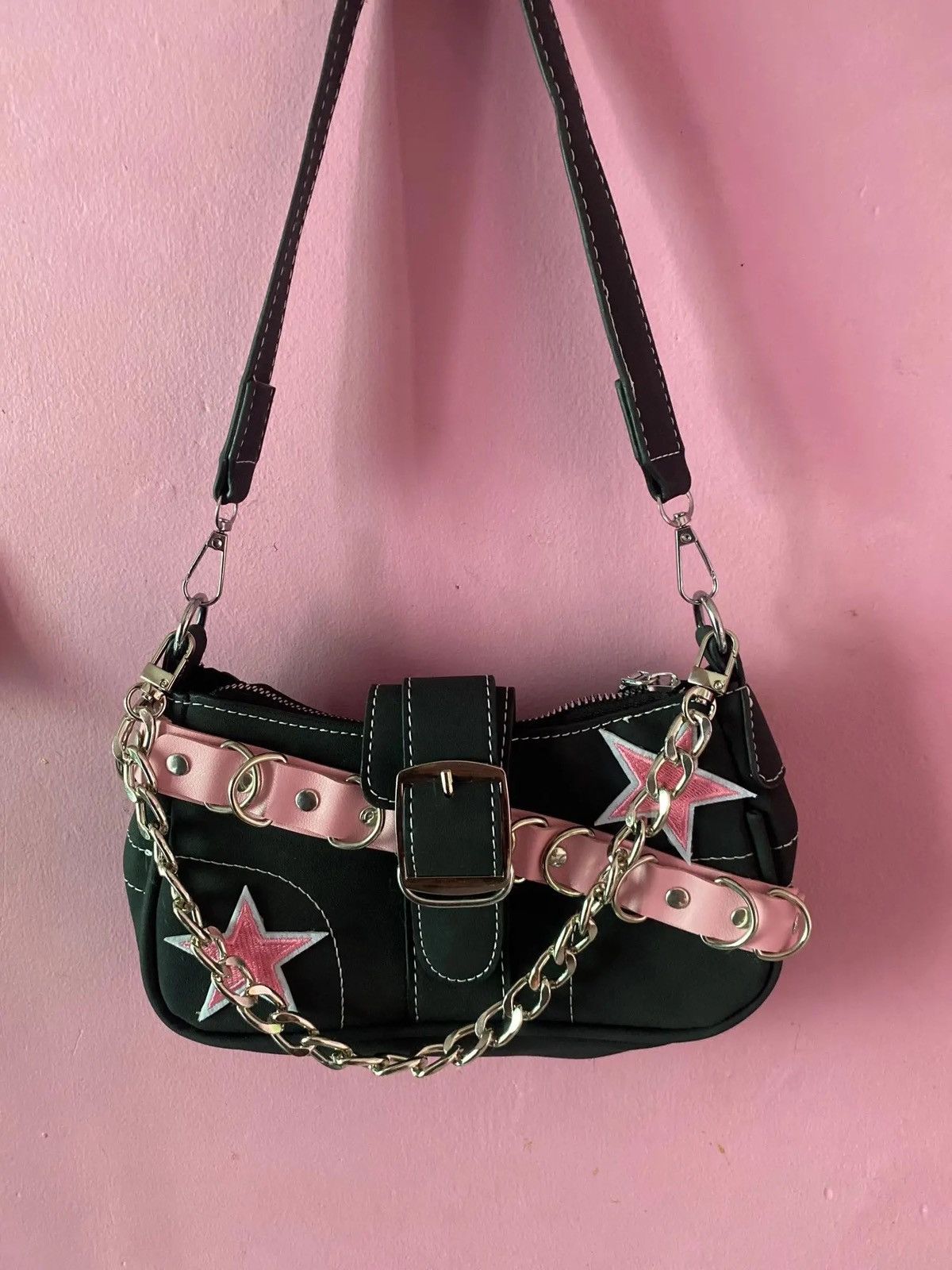 Harajuku Pink Star Metal Chain Women y2k