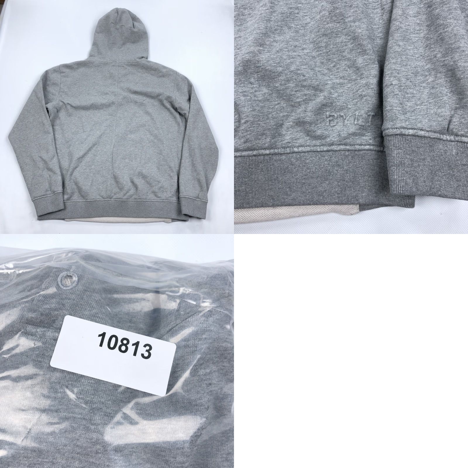Vintage BYLT Core Hoodie Mens L Grey Pullover Hoodie 100% Cotton Ribbed Hem Cuffs Pockets Fleece Eyelets Modern Classic Casual Everyday Sweatshirt Size US L / EU 52-54 / 3 - 8 Thumbnail
