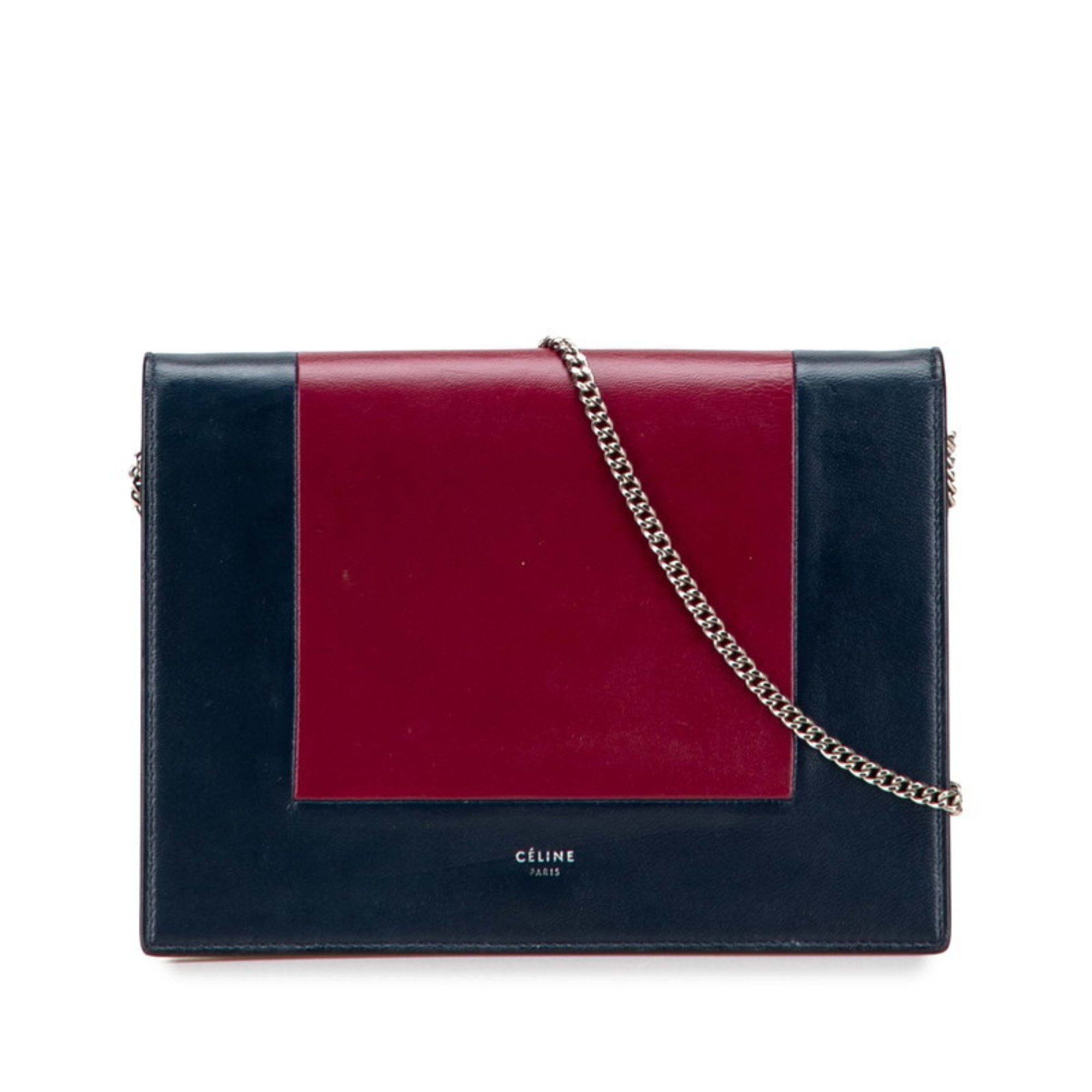 Celine Celine Frame Evening Chain Wallet Shoulder Bag in Navy and Bordeaux Leather for Women Size ONE SIZE - 1 Thumbnail
