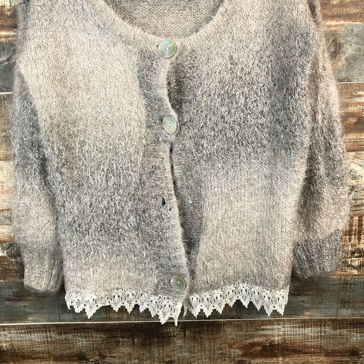 Vintage DL Ciqueto Ikka Gray shaggy fur Cardigan Knitwear #C531 Size L / US 10 / IT 46 - 6 Thumbnail