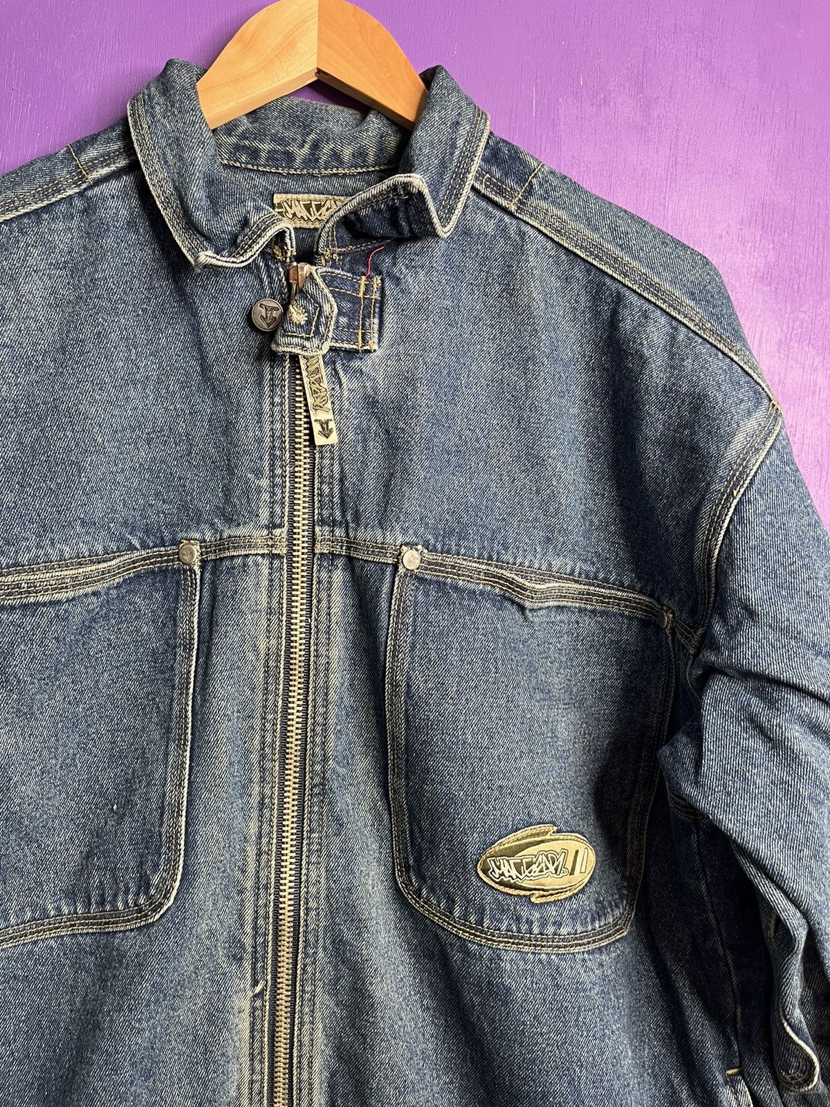 Vintage Vintage Maggear zip up denim overshirt jacket Size US XL / EU 56 / 4 - 3 Thumbnail