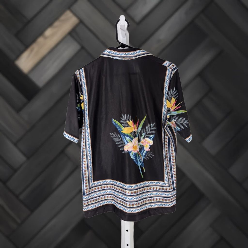 Catalina VINTAGE Catalina Floral Art Print Tunic Polo Shirt M USA Palm Springs 70s Black Short Sleeve Mens Size US M / EU 48-50 / 2 - 1 Thumbnail