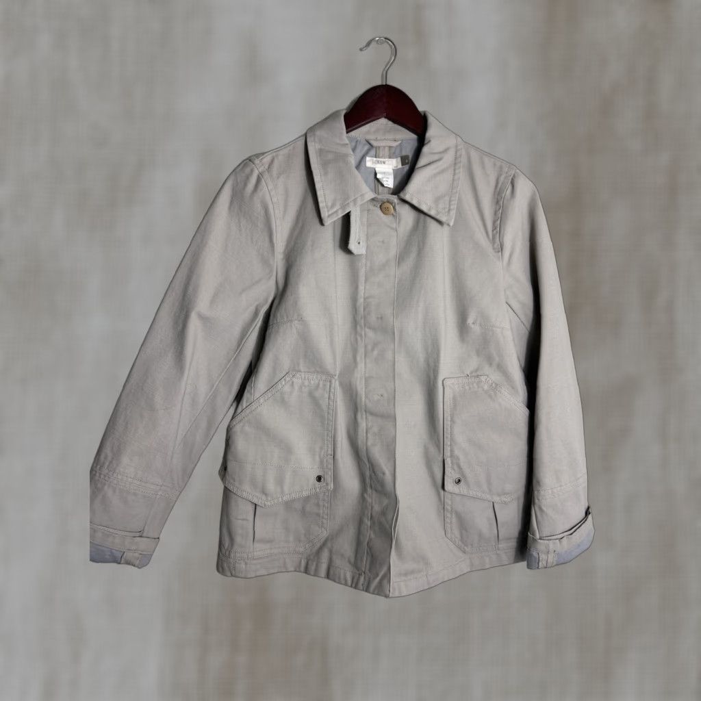 J.Crew J.CREW Women’s Small Beige Canvas Cotton Field Jacket Hunting Button Up Pockets Military Jacket Women S Beige Canvas Pockets Size S / US 4 / IT 40 - 1 Thumbnail