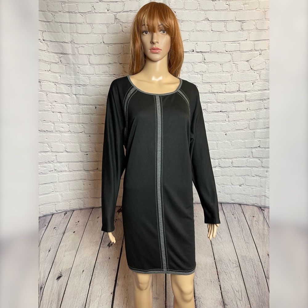 Other Max Studio Black Grey Long Sleeve Sweater Dress Size L Size L / US 10 / IT 46 - 1 Thumbnail