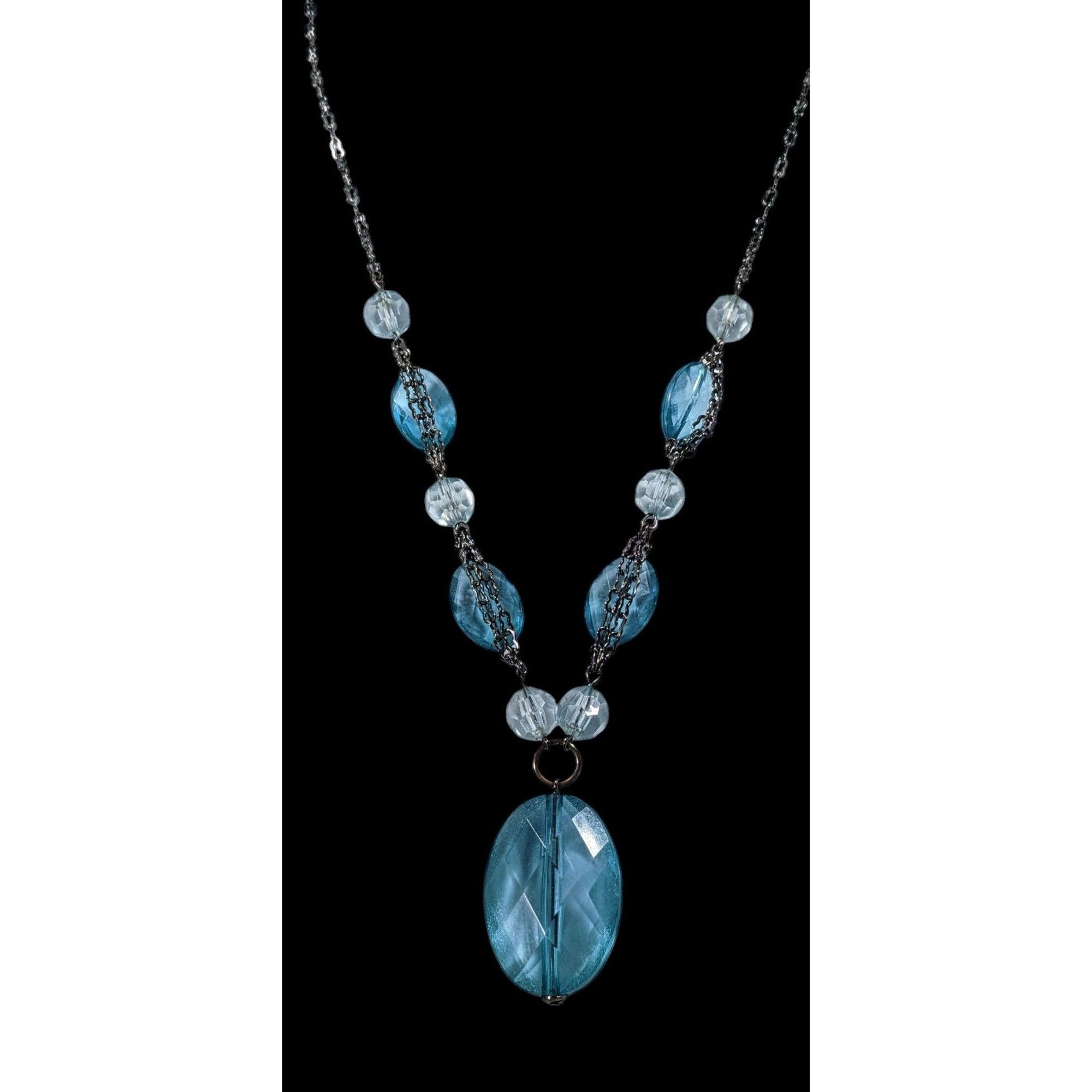 Other Translucent Blue Gemmed Beaded Pendant Necklace Size ONE SIZE - 2 Thumbnail