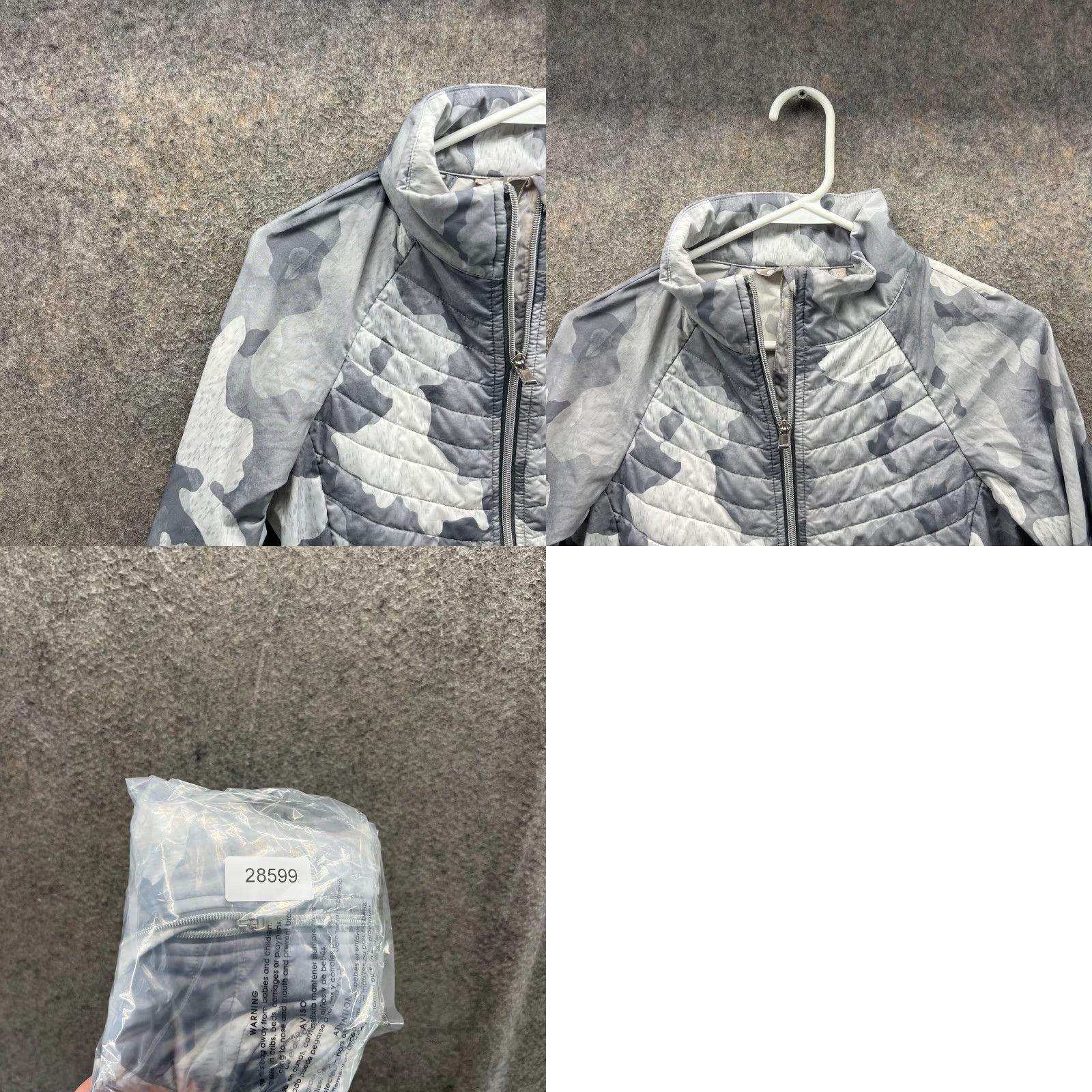Athleta VINTAGE Athleta Jacket Womens XXS Gray Camo Elevation Quilted Reflective Primaloft Fill Windbreaker Full Zip Lightweight Size XXS / US 00 / IT 34 - 9 Thumbnail