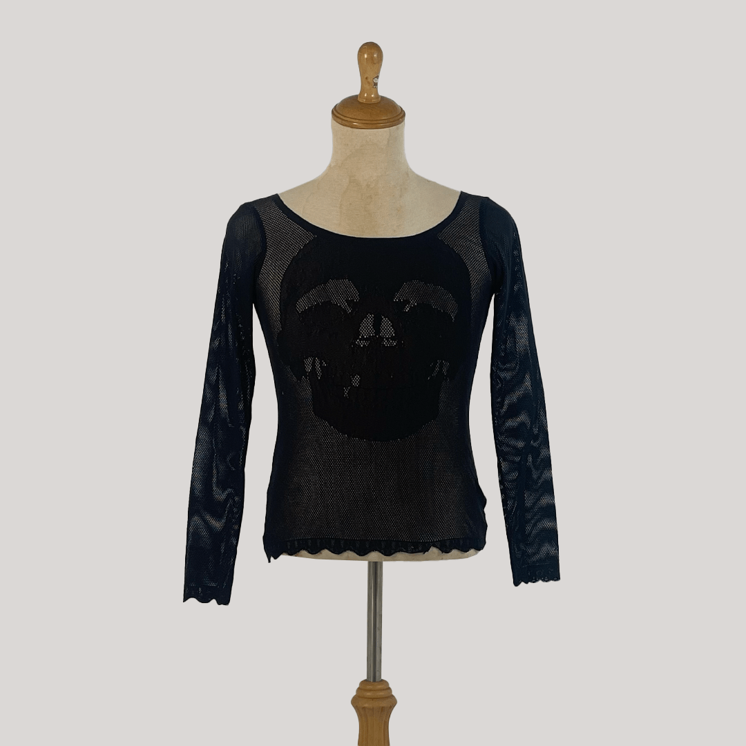 Rare Vintage Hysteric Glamour Mesh Skull Long Sleeve Shirt
