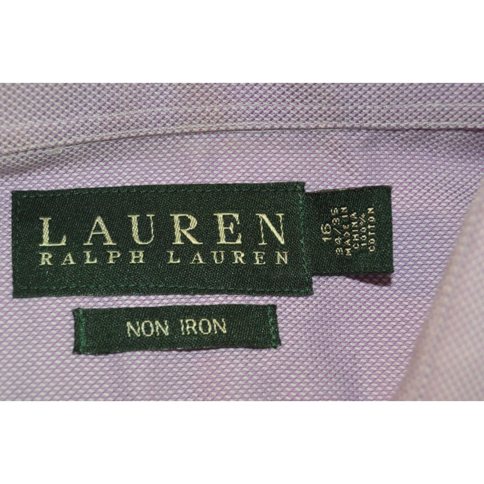 Ralph Lauren Lauren Ralph Lauren Dress Shirt Knit Lavender 16 34/35 Spread Collar Slim Button Non-Iron Regular Men Easier Search Size 42R - 3 Thumbnail