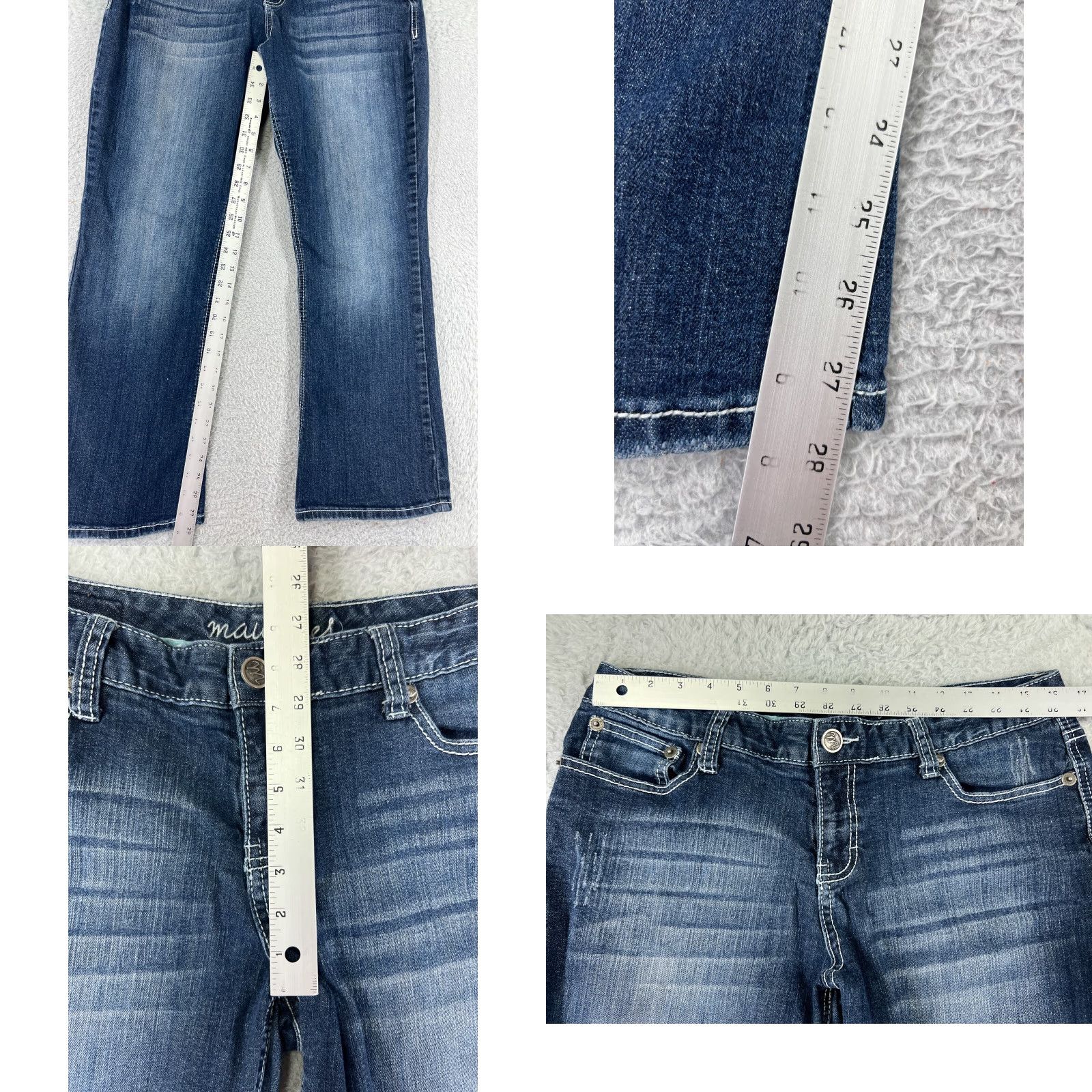 Vintage Maurices Women's Denim Jeans Bootcut Stretch Distressed Embroidered Cotton Medium Wash Size 11 Blue Size 32" / US 10 / IT 46 - 8 Thumbnail