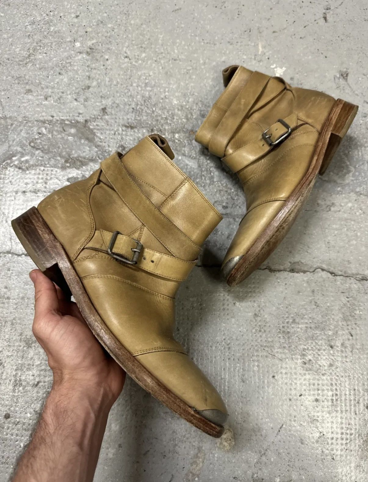 Balmain Archive Balmain Camel Leather Moto Boots Size US 9 / EU 42 - 1 Thumbnail