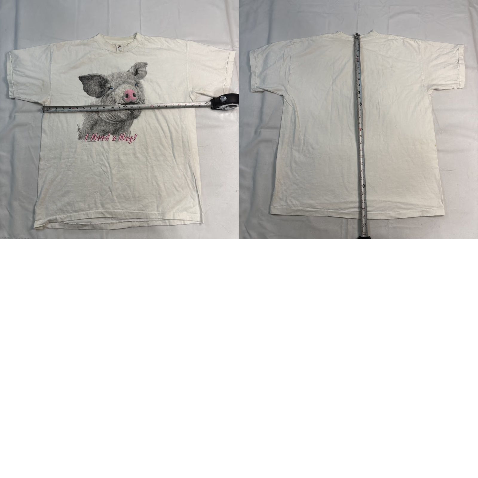 Fruit Of The Loom VINTAGE Fruit of the Loom T-Shirt Pig Animal Graphic White L Adult Mens 80s 90s Barnyard Oink Graphic Print Crew Neck Cotton Size US L / EU 52-54 / 3 - 8 Thumbnail