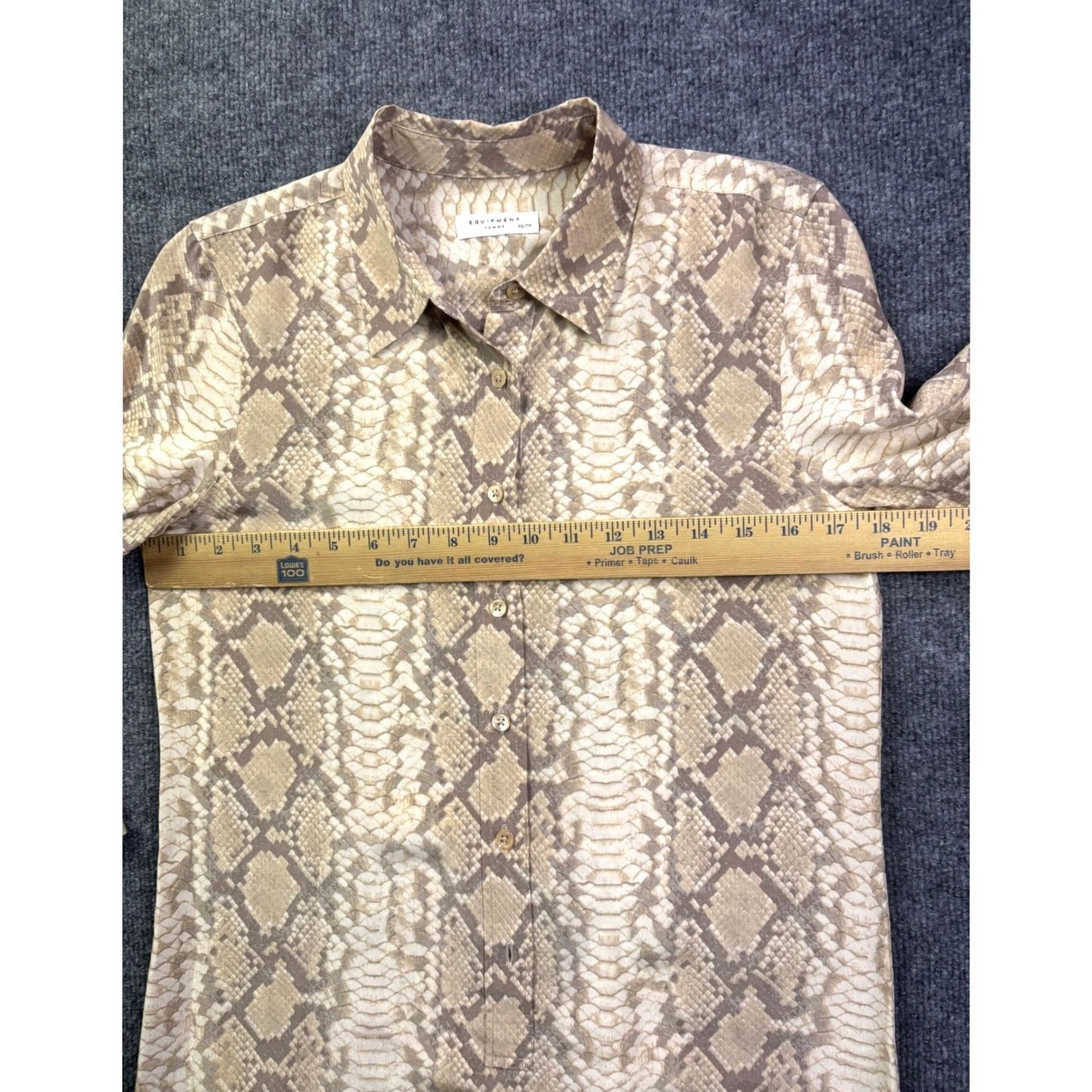 Equipment Equipment Shirt Dress Womens XS Tan Snakeskin Print Long Sleeve Silk 100% Silk Button-Front Pockets Casual Workwear Size XS / US 0-2 / IT 36-38 - 5 Thumbnail