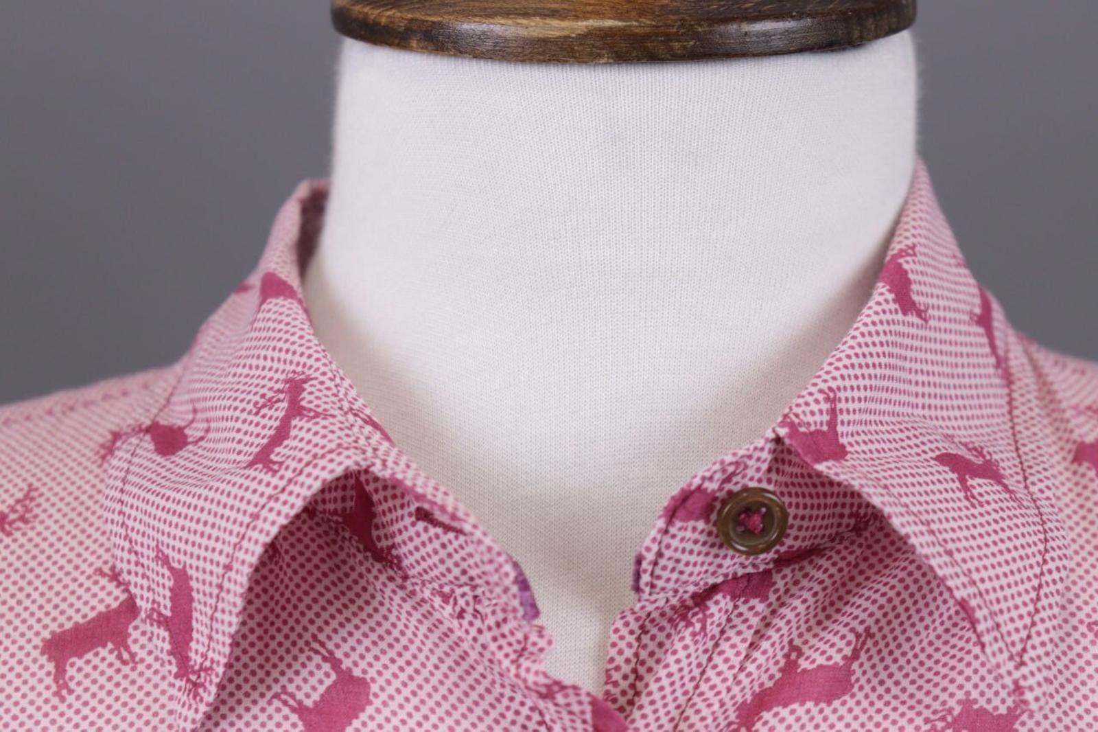 Designer Emily Van Den Bergh Pink Deer Print Blouse Shirt Size 36 / S Size M / US 6-8 / IT 42-44 - 7 Thumbnail