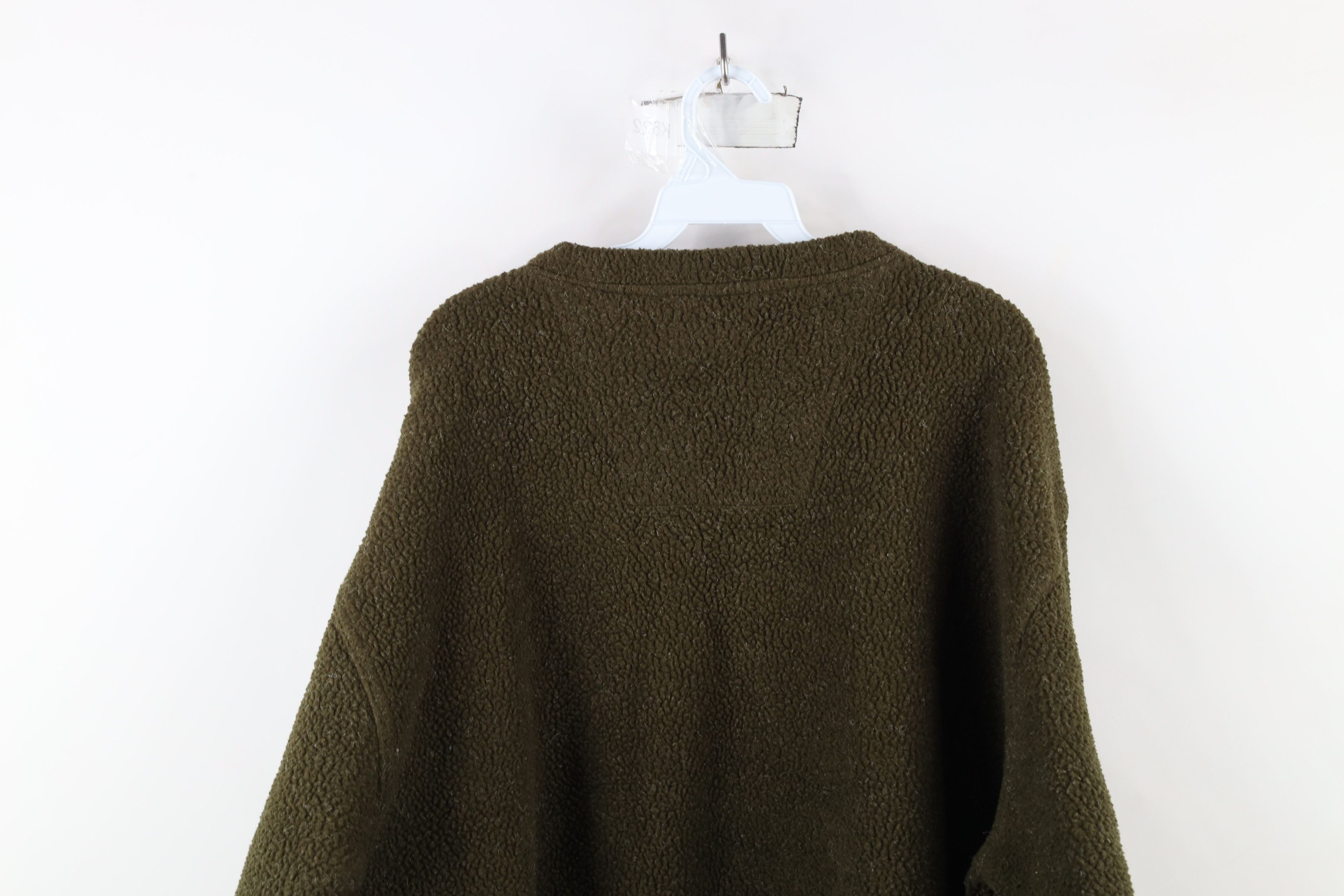 Vintage Vintage 90s Streetwear Blank Deep Pile Fleece V-Neck Sweater Size US L / EU 52-54 / 3 - 7 Thumbnail