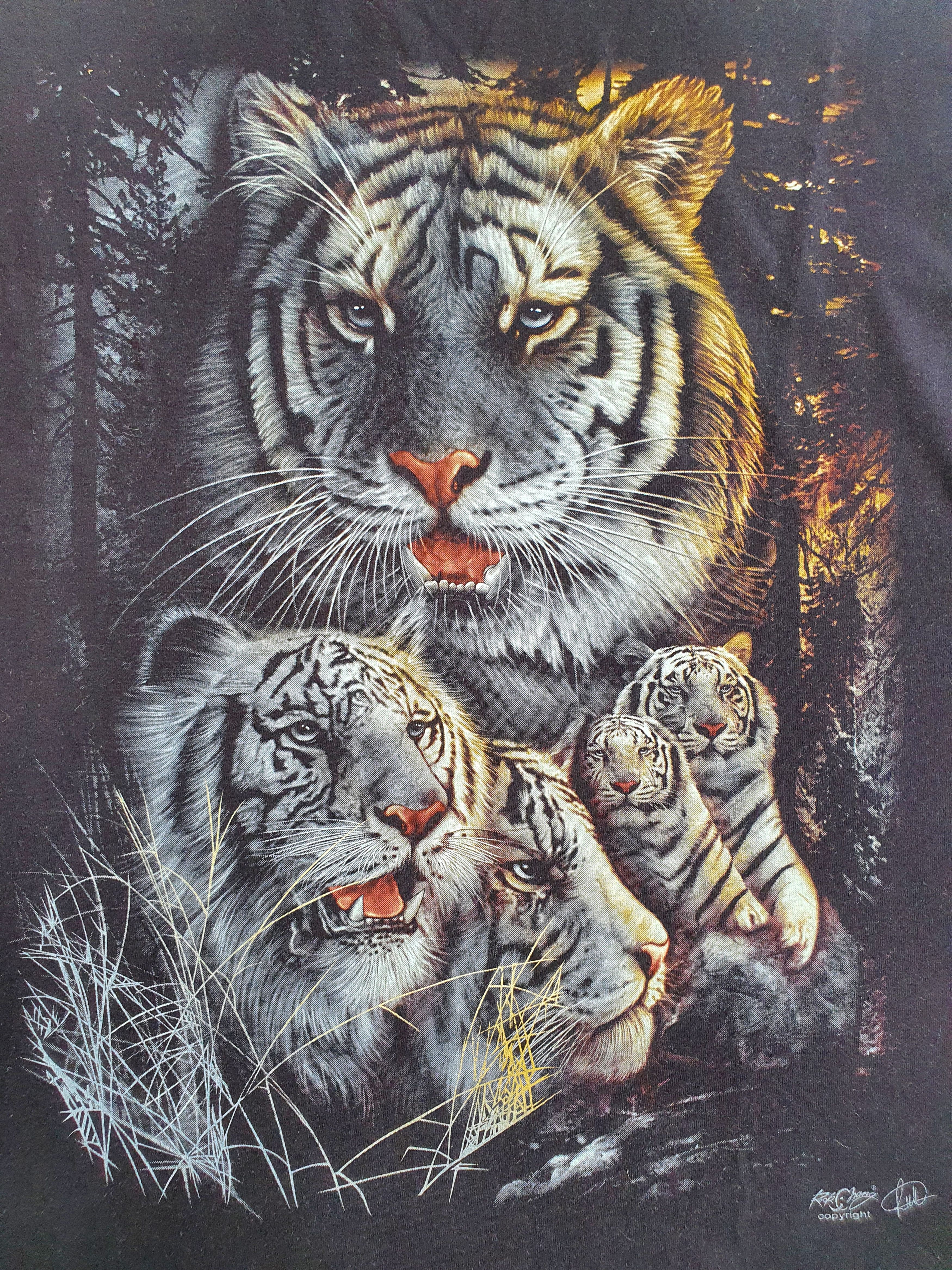 Vintage ROCK CHANG - Graphic T-Shirt (White Tigers) - XXXL 3XL Size US XXL / EU 58 / 5 - 2 Thumbnail