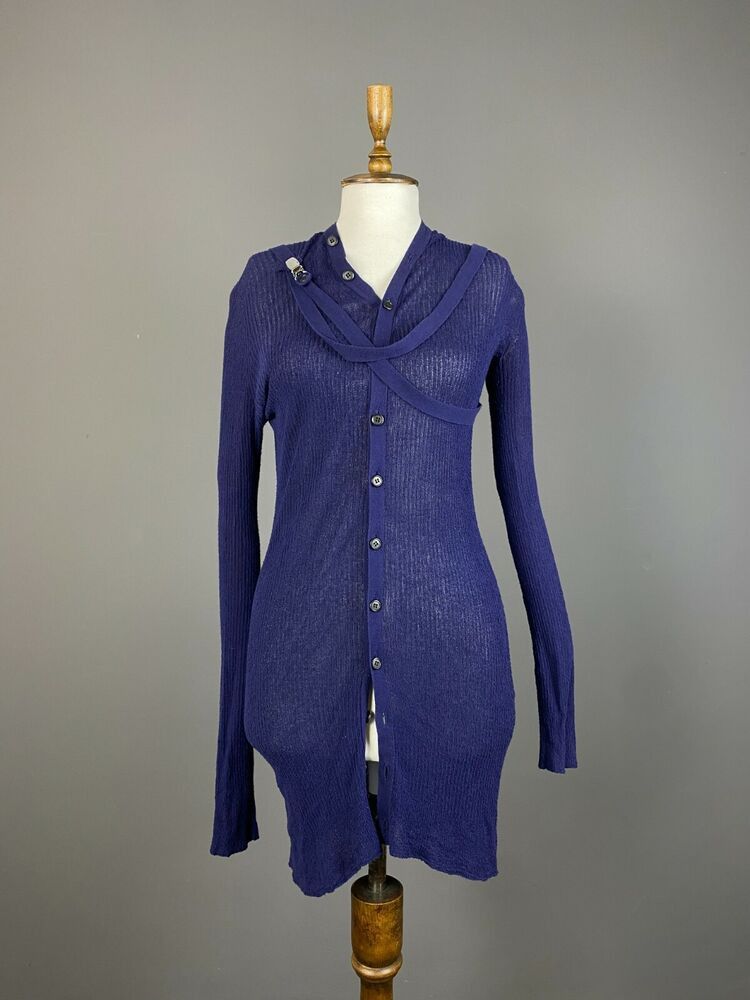 image of Yohji Yamamoto Cardigan Sweater Dress in Blue, Women's (Size Small)