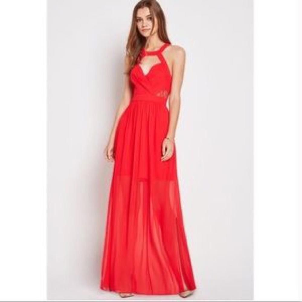 Designer BCBGeneration l Red Maxi W Lace Detail Size 4 Size S / US 4 / IT 40 - 2 Thumbnail