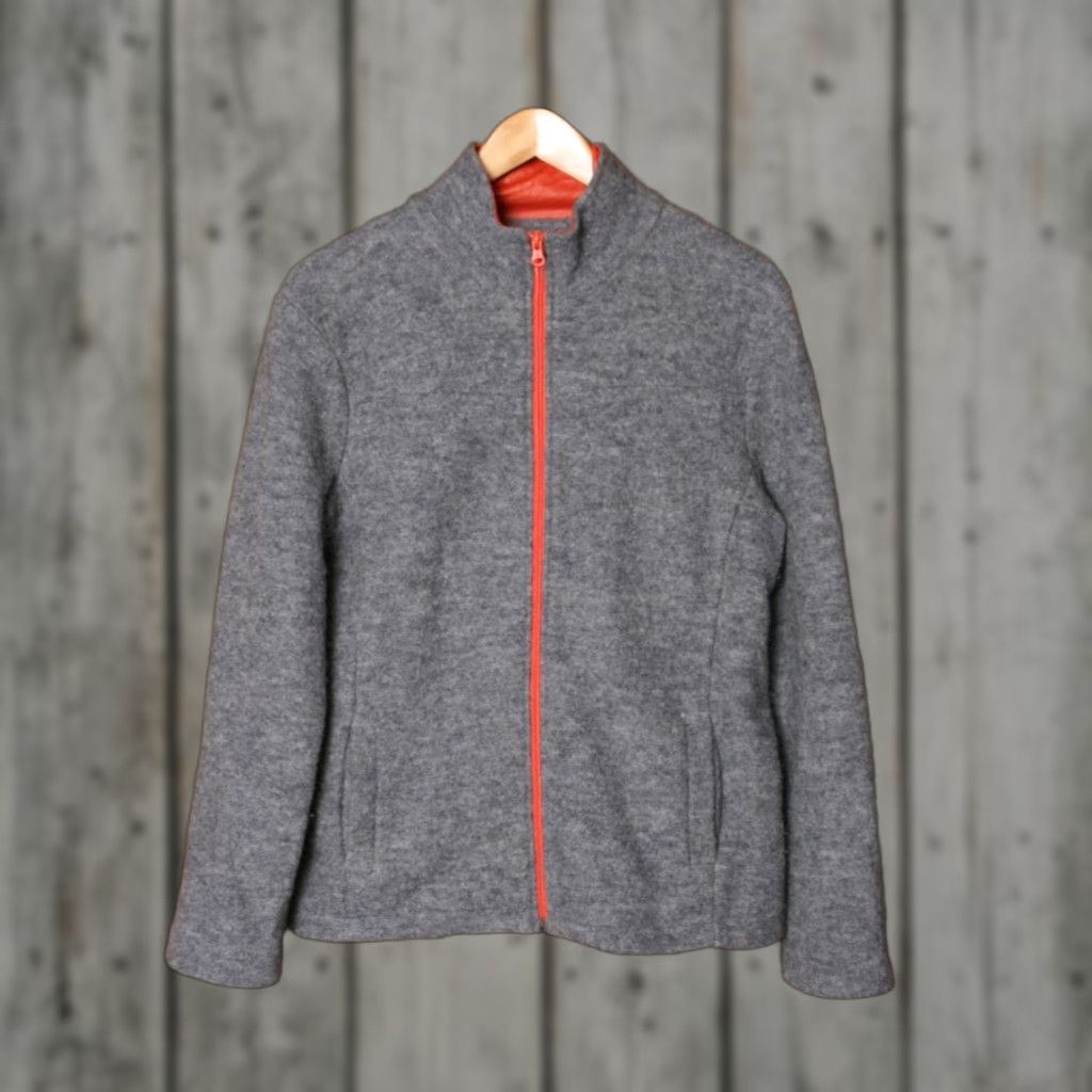 Vintage VINTAGE Venario Gray 100% Wool Jacket Womens L Orange Lining Zip Front Coat Jacket Wool Size L / US 10 / IT 46 - 1 Thumbnail
