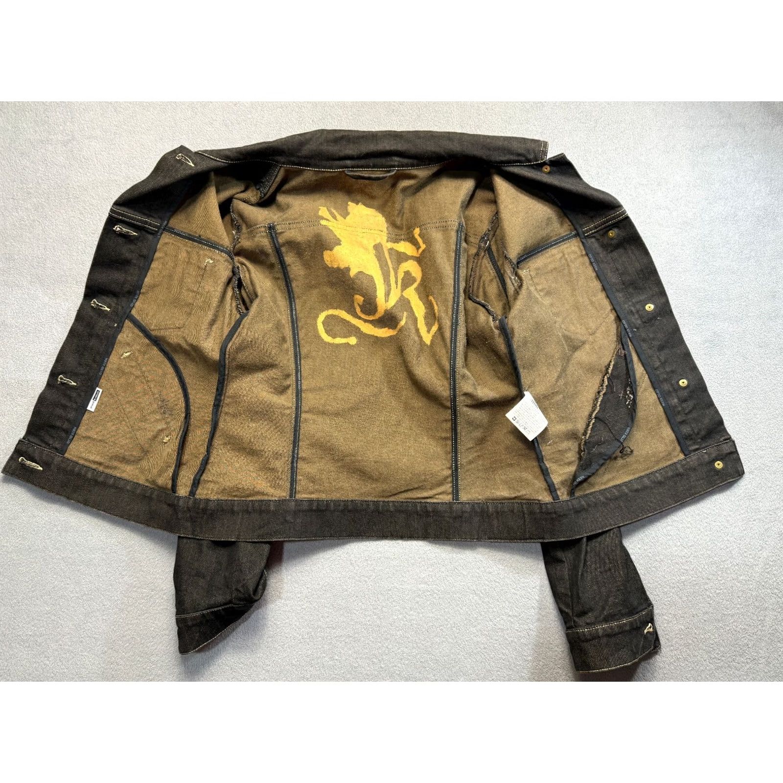 Denime Otto Kern Kashira Black/Brown Button Denim Jacket Women M Jacket Brown Denim Mens? Women? (Keep: Women M) Size M / US 6-8 / IT 42-44 - 2 Thumbnail