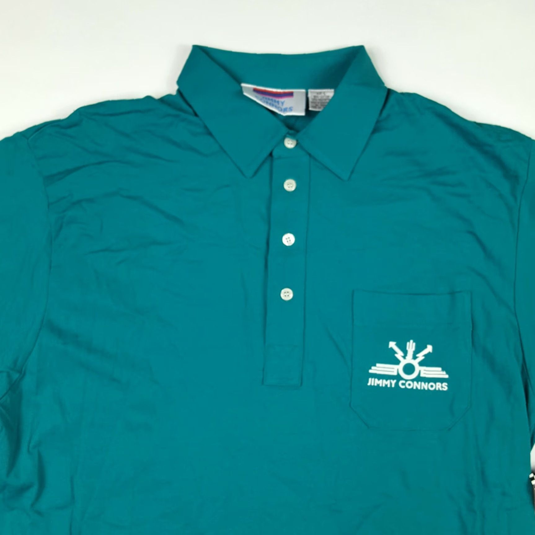 Altea VINTAGE Jimmy Connors Polo Shirt Teal Short Sleeve Knit Cotton Blend Cotton Men L Navy Blue 90s Tennis Retro Sports Polo Shirt Size US L / EU 52-54 / 3 - 2 Thumbnail
