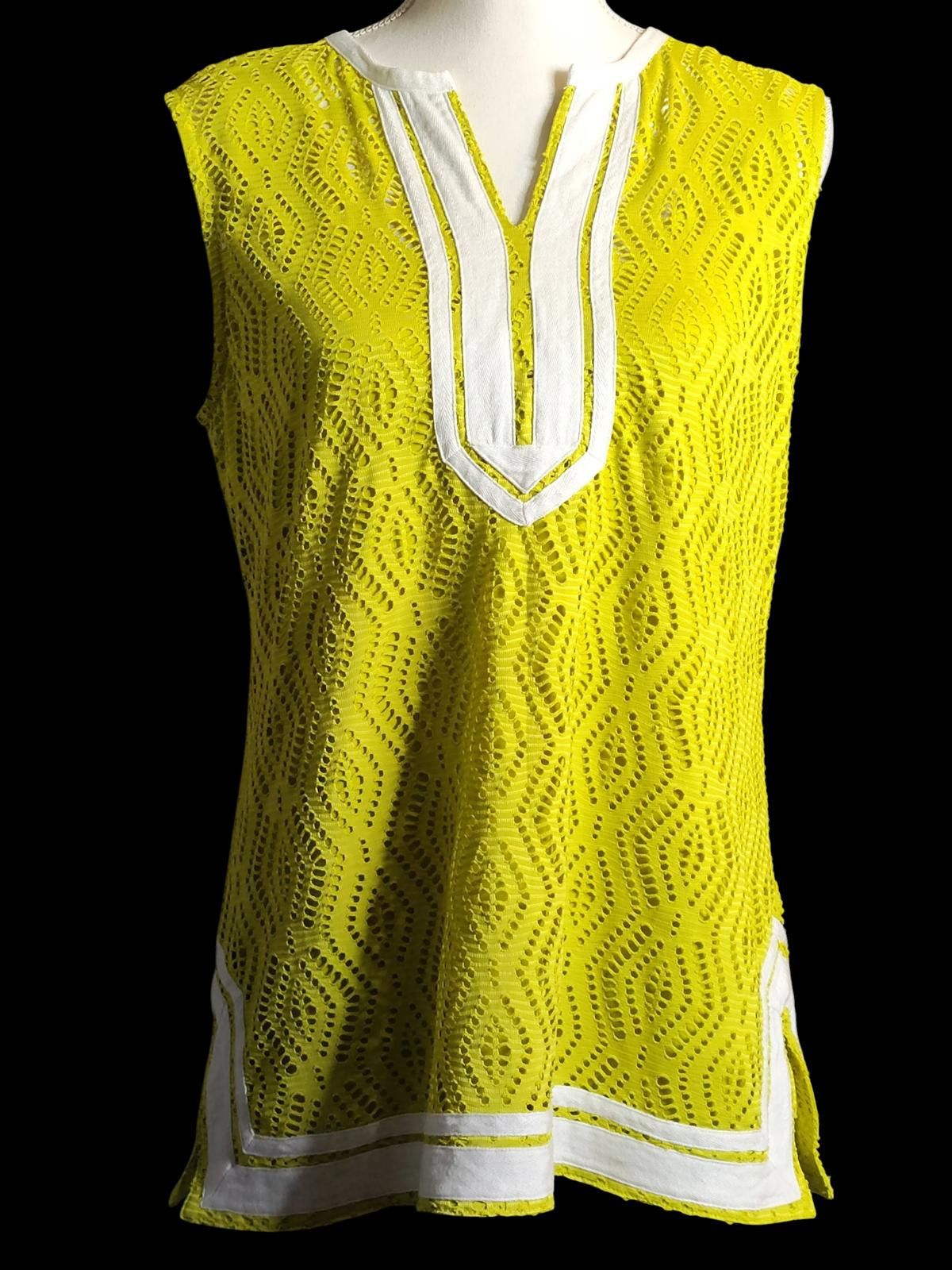 Other Peck & Peck Yellow Sleeveless Women's Tunic with White Trim Size M / US 6-8 / IT 42-44 - 4 Thumbnail