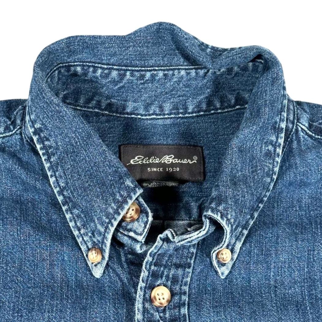 Eddie Bauer VINTAGE Eddie Bauer Shirt Adult EXTRA LARGE Blue Denim Dark Wash Outdoor Y2K Shirt Size US XL / EU 56 / 4 - 4 Thumbnail