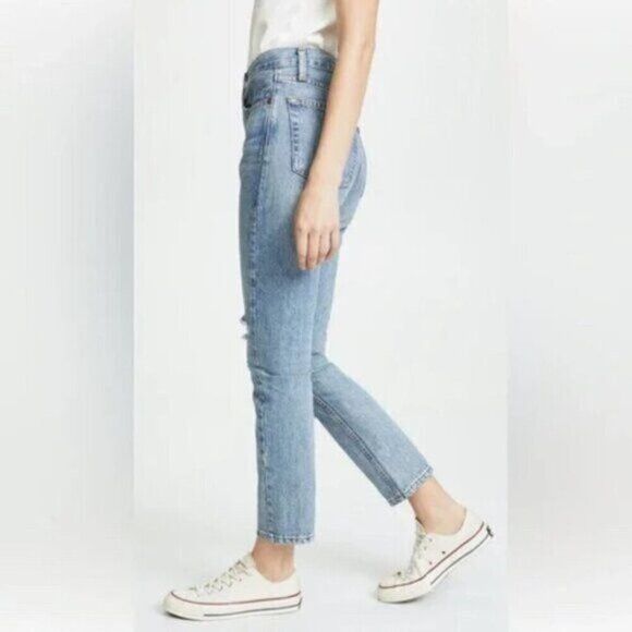 RE/DONE Re/Done (Levi’s) High Rise Straight Distressed Jeans - 27" Size 27" / US 4 / IT 40 - 7 Thumbnail