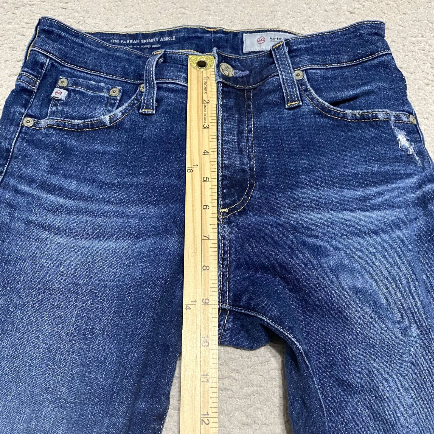 Denime AG Adriano Goldschmied Jeans Slim Women 26 Blue Denim Distressed Ankle Farrah Skinny Jeans Womens Size 26" / US 2 / IT 38 - 7 Thumbnail