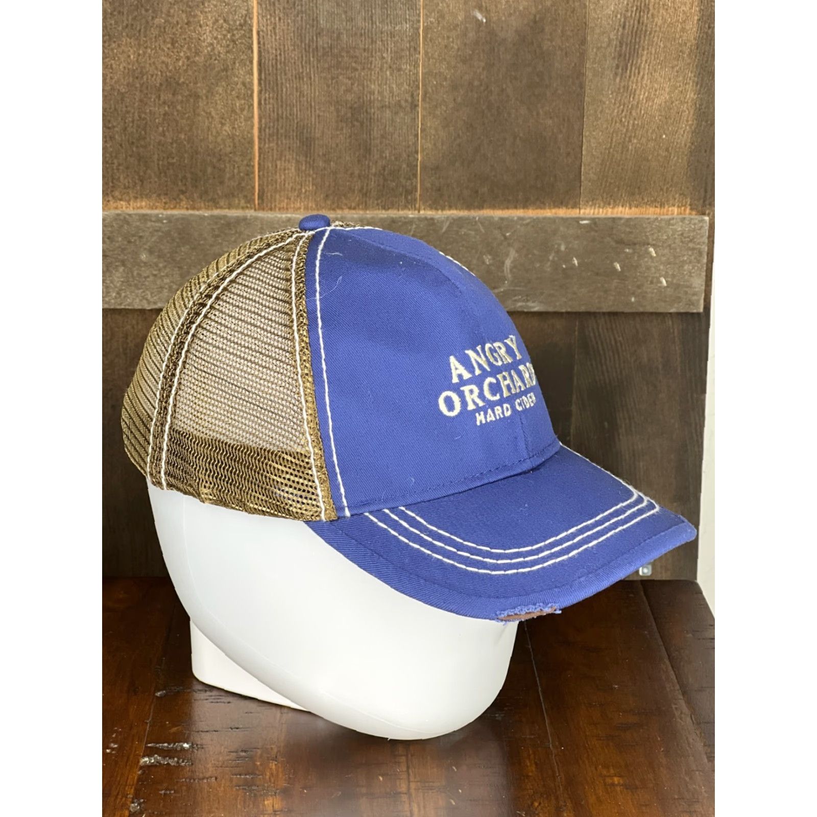 Cider Angry Orchard Trucker Hat Cap 6x6 One Size Blue Beige Adjustable Casual Men Shop Wear Cap Size ONE SIZE - 6 Thumbnail