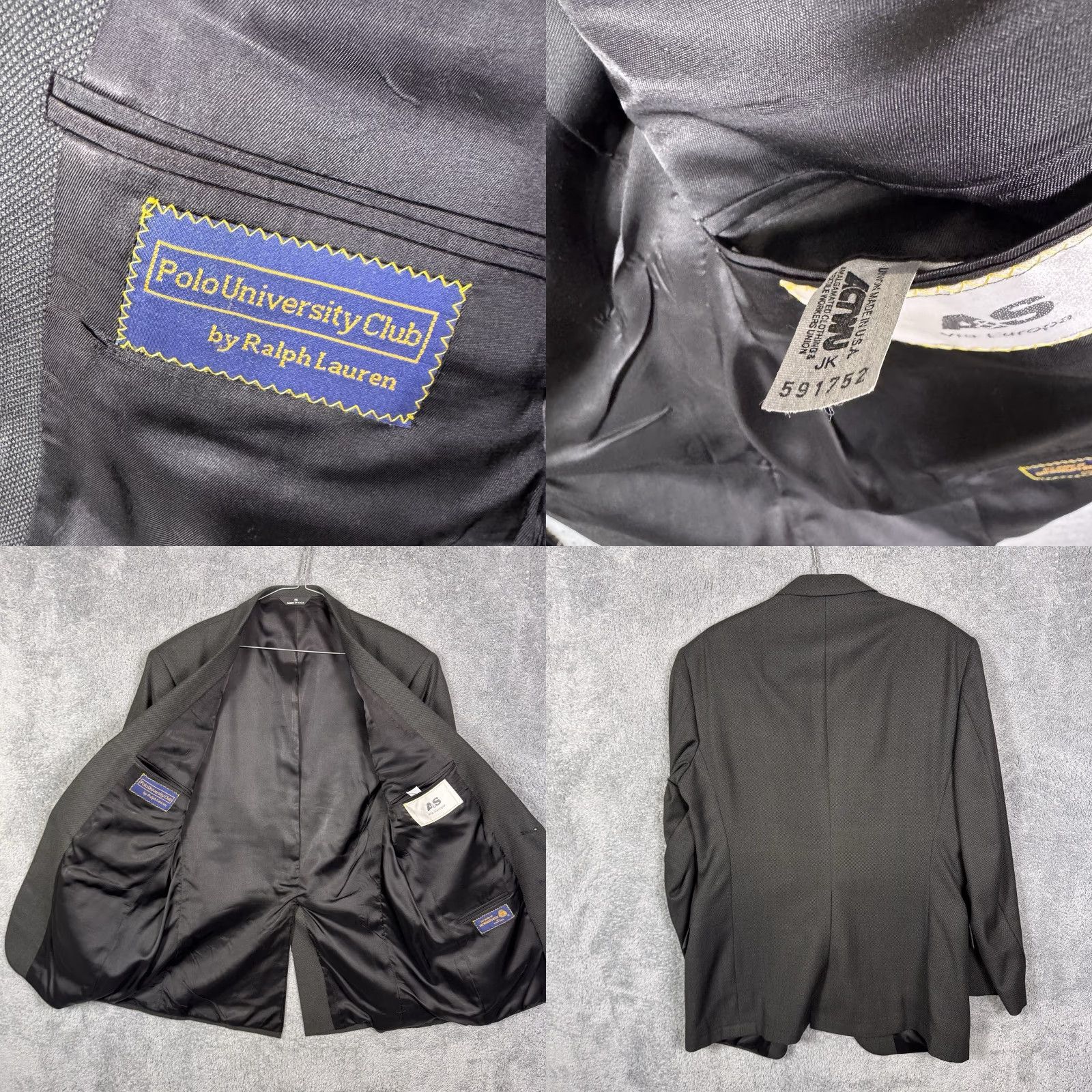Ralph Lauren VINTAGE Ralph Lauren Polo University Club Blazer Mens 42R Geometric Wool Gray 2 Piece Suit Jacket Purple Notch? Size US XL / EU 56 / 4 - 9 Thumbnail
