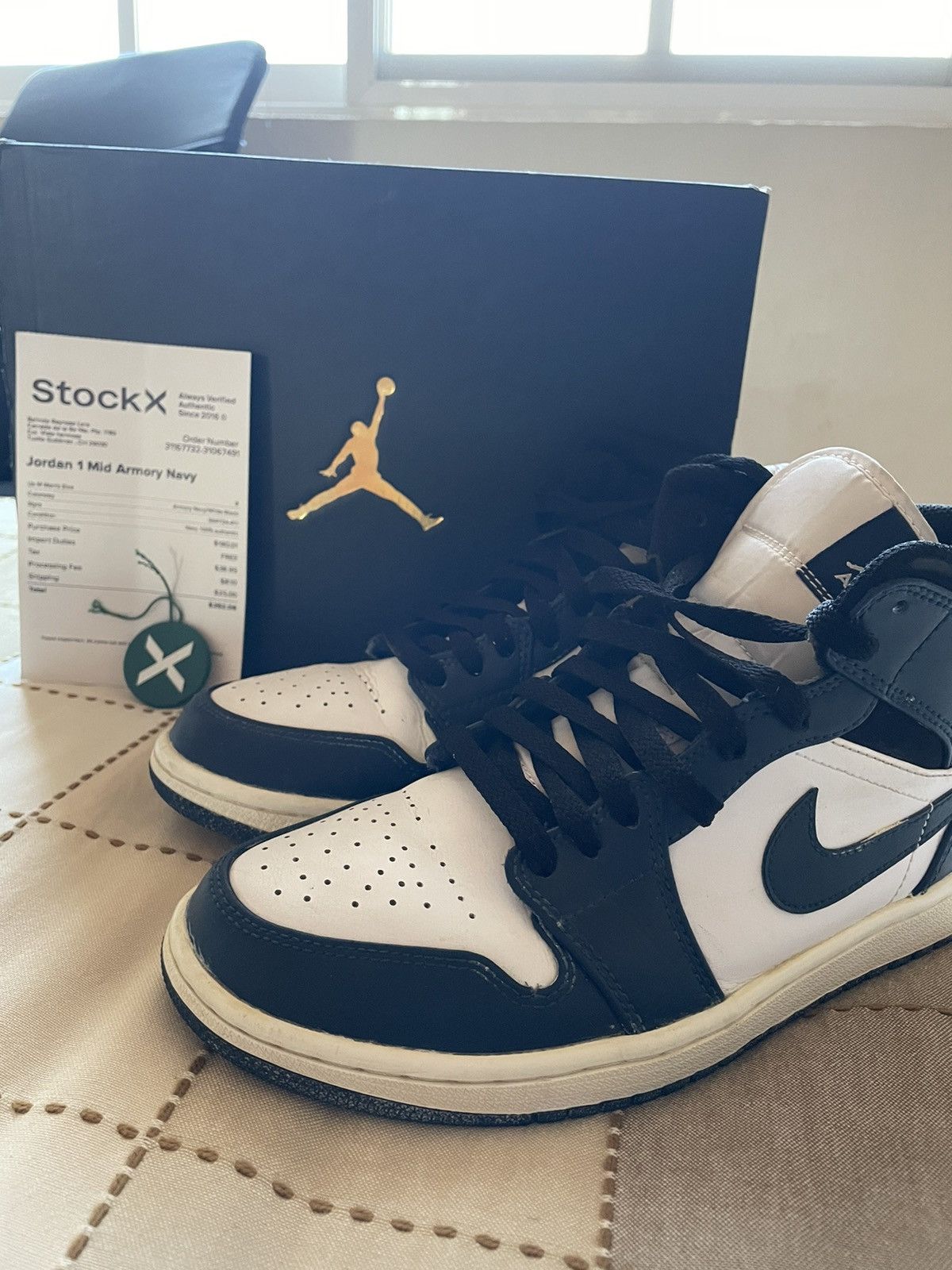 image of Jordan Nike Jordan 1 Mid Armory Navy (Blue) Shoes in Bleu, Men's (Size 8)