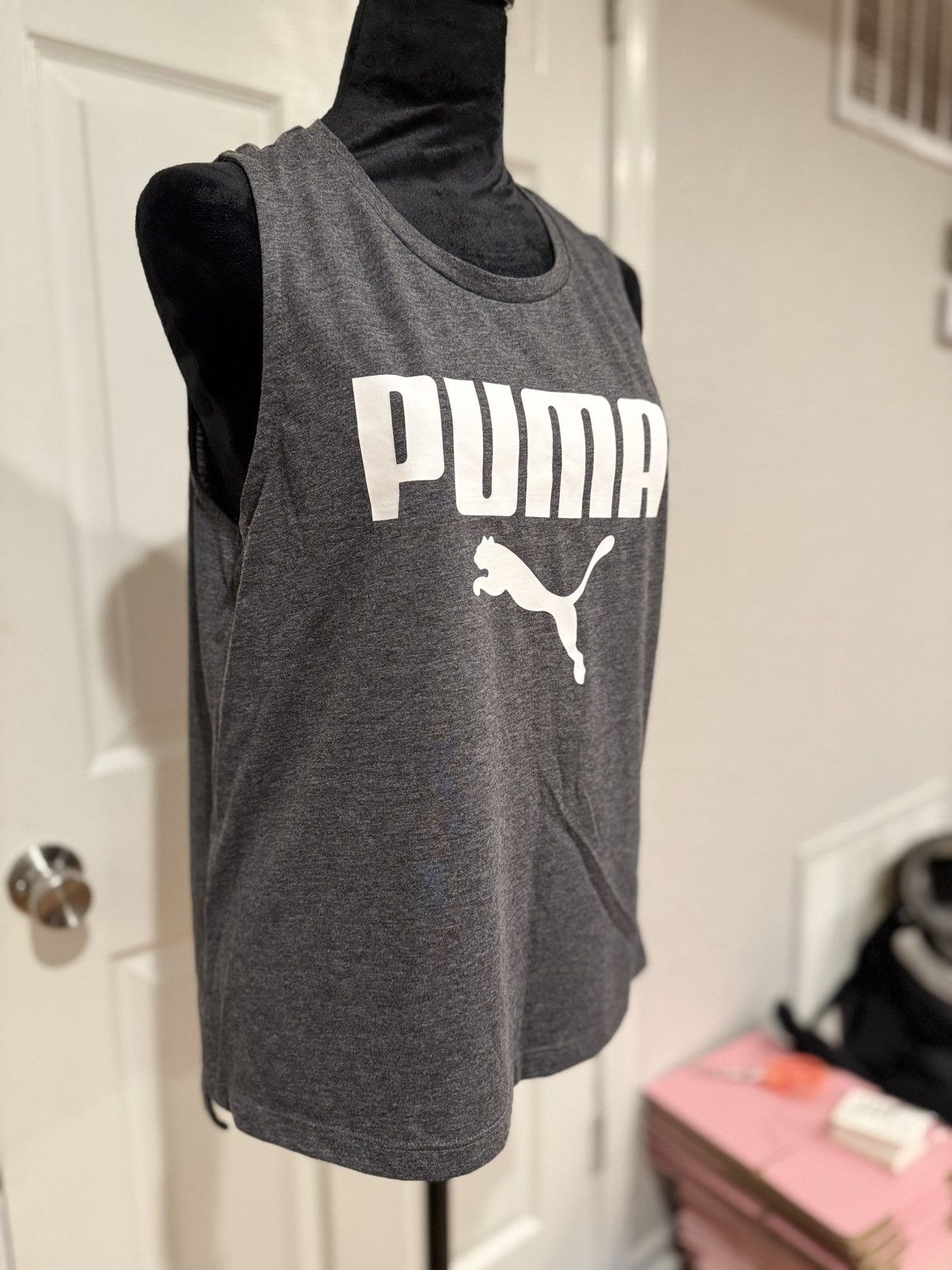 Puma PUMA Gray Sleeveless Logo Tank Top, Size Medium Size M / US 6-8 / IT 42-44 - 4 Thumbnail