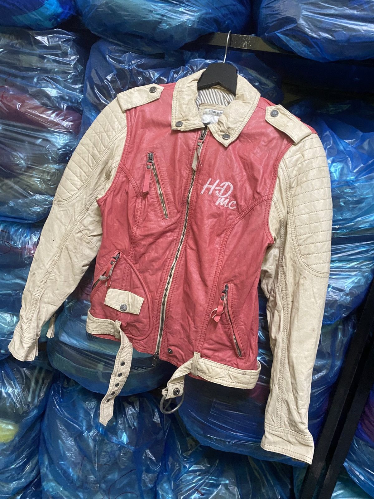Harley Davidson Vintage Harley-Davidson Red Cream Leather Motorcycle Jacket Size XS / US 0-2 / IT 36-38 - 4 Thumbnail