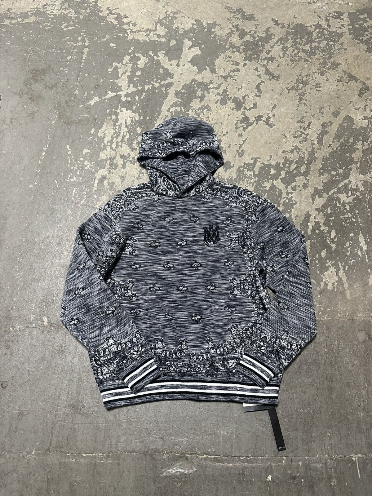 Amiri Space Dye Bandana Hoodie Grey - threedaughtersproperties.com