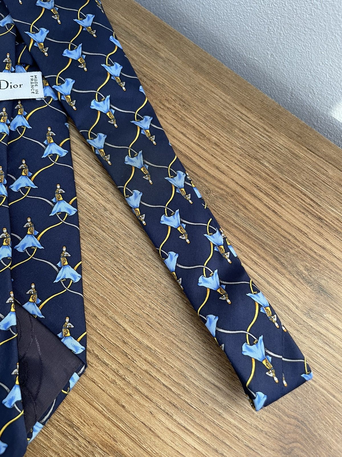Christian Dior Monsieur Christian Dior Silk Tie Patterned Vintage Blue Gold Luxury Size ONE SIZE - 5 Thumbnail