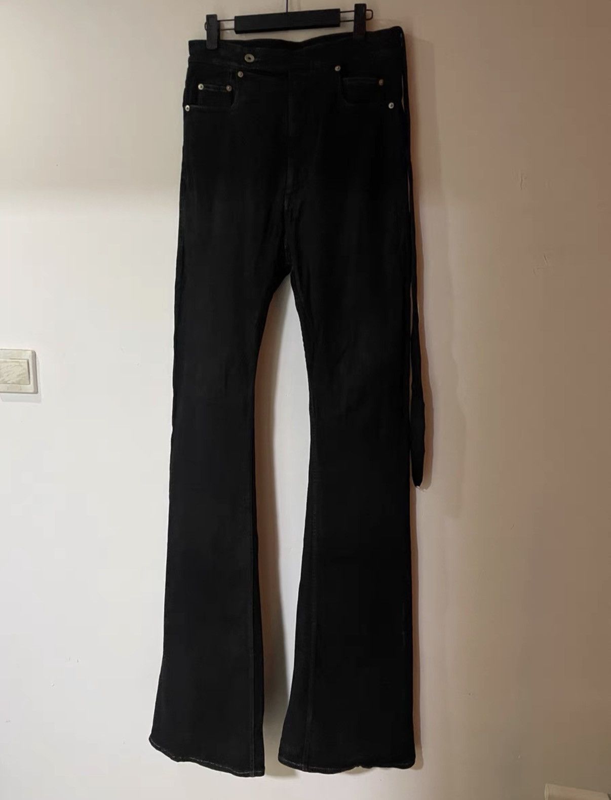 Rick Owens Rick Owens Bolans Bootcut Extra high waist waxed flare jeans Size US 32 / EU 48 - 1 Thumbnail