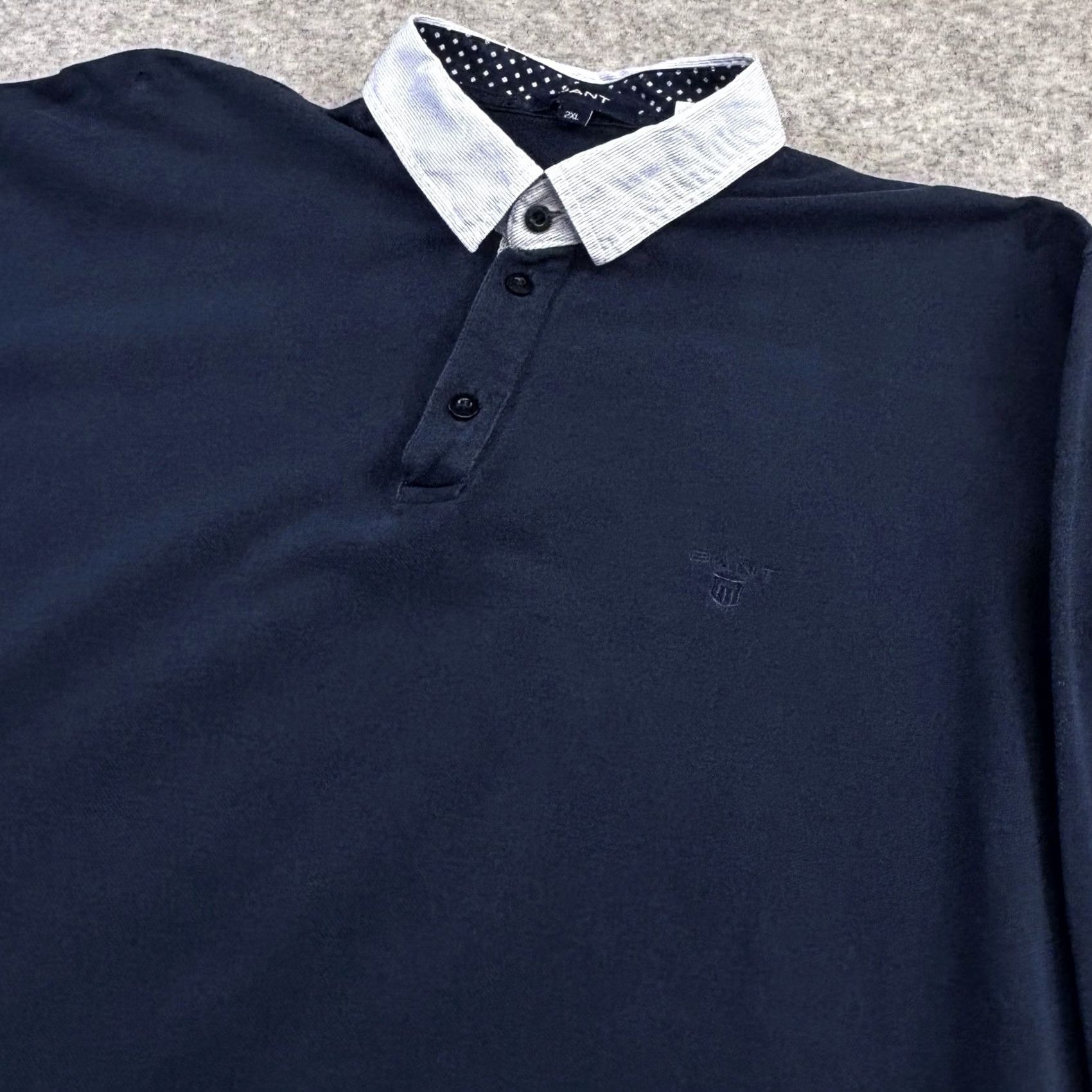 Gant VINTAGE GANT Long Sleeve Polo Shirt 2XL Mens Navy Striped Collar SS/SHM? (Note: Please provide final) Size US XXL / EU 58 / 5 - 3 Thumbnail