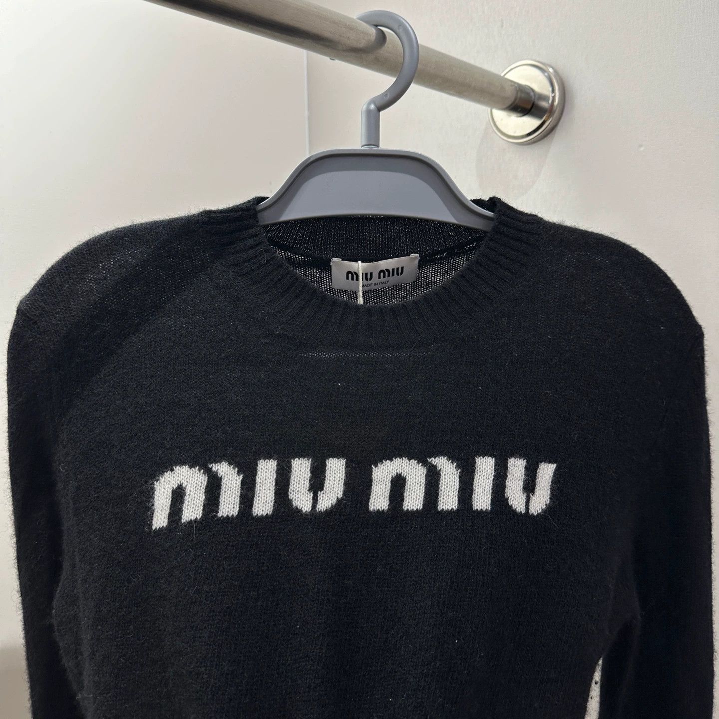 Miu Miu MIU MIU may730 logo knit sweater 40 wool Size S / US 4 / IT 40 - 6 Thumbnail