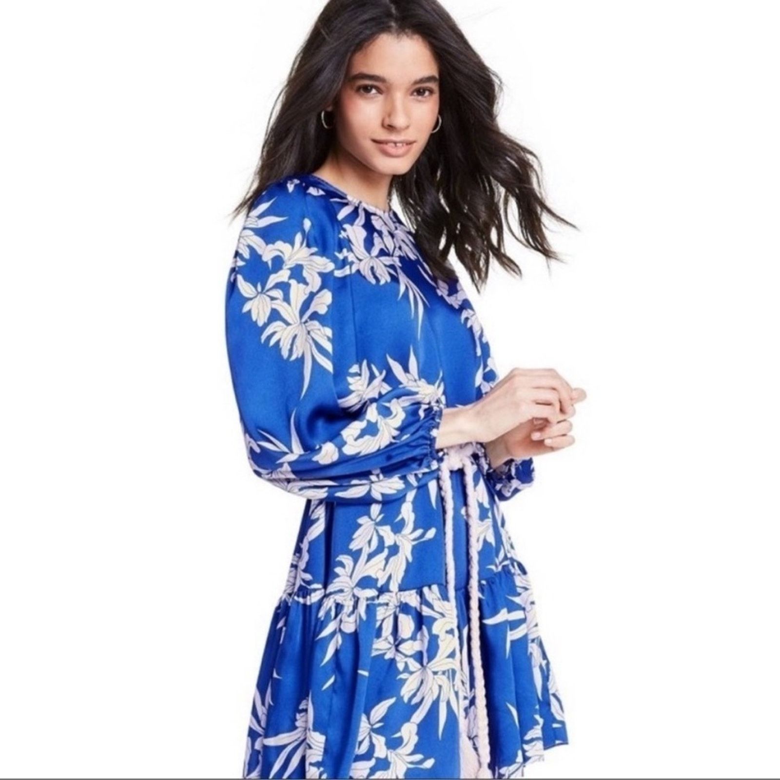 NWOT Alexis x Target Blue Floral Rope Waist Mini Dress Large