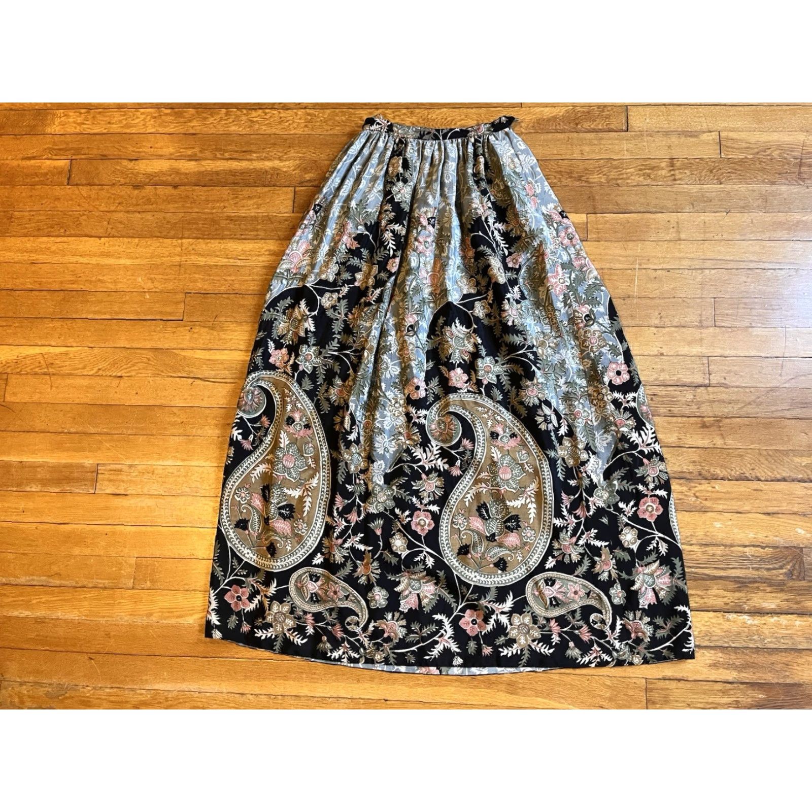 Vintage VINTAGE B Altman Silk A-Line Skirt Women’s 8 Paisley Floral Size 30" / US 8 / IT 44 - 2 Thumbnail
