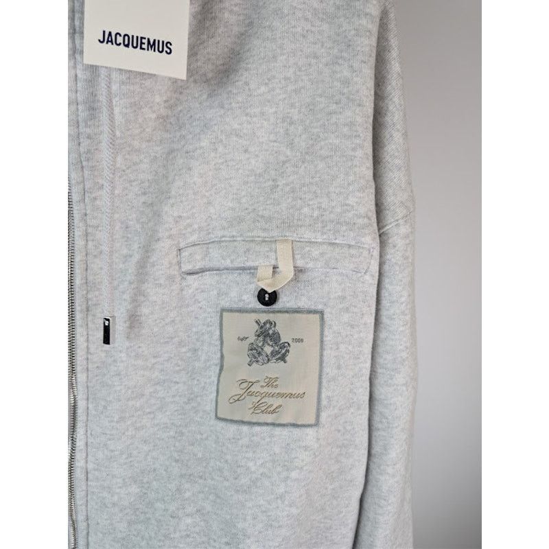 Jacquemus o1rshd1 Oversized Zip-Up Torneo Hoodie in Athletic Club Grey Size US XL / EU 56 / 4 - 8 Thumbnail