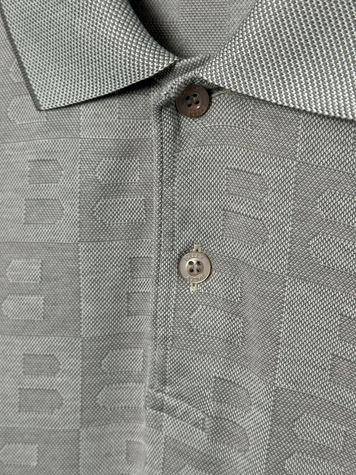 Bally Bally Monogram Long Sleeve Polo Shirt Gray Cotton Italy Size US XL / EU 56 / 4 - 5 Thumbnail
