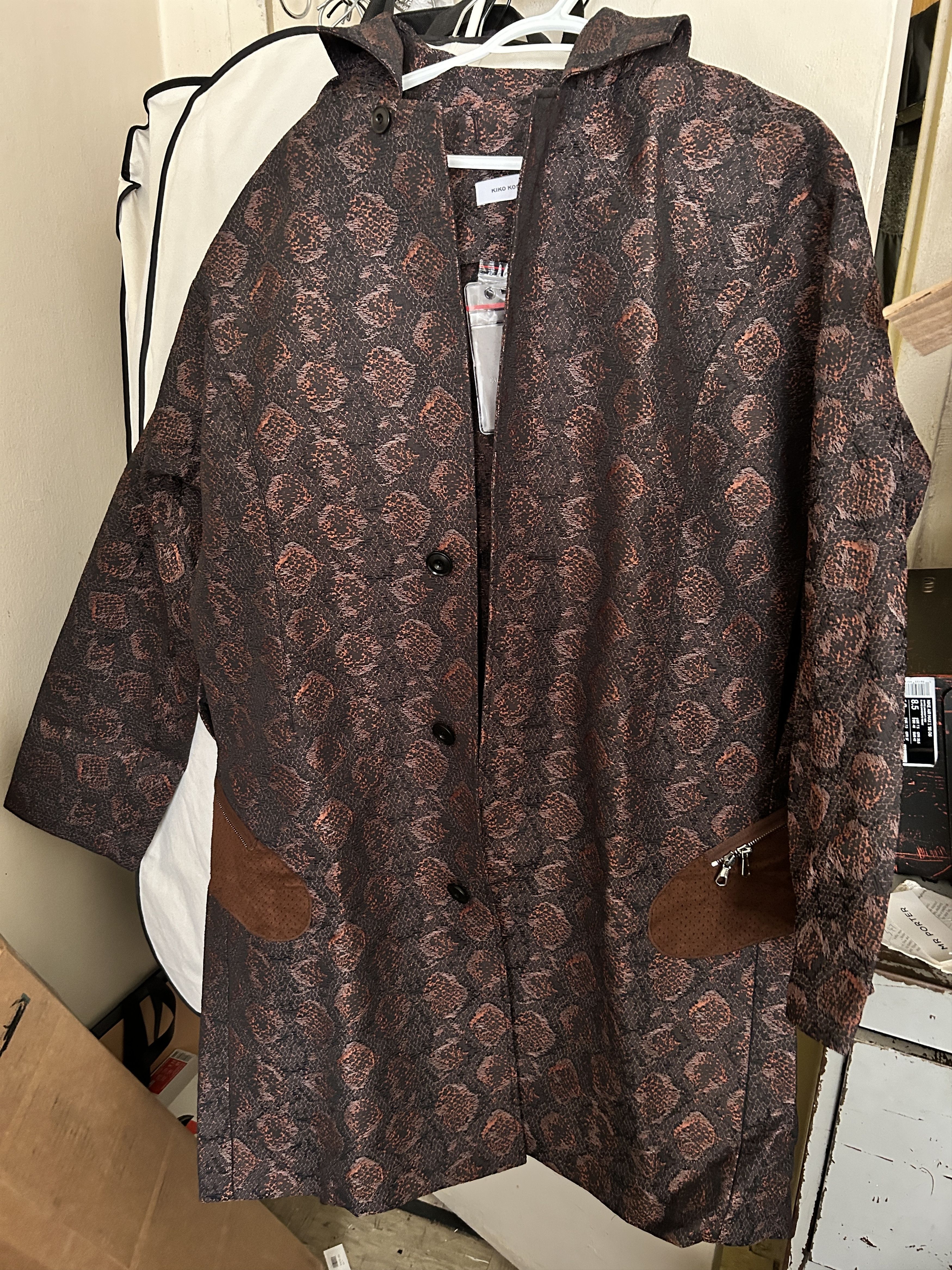 image of Kiko Kostadinov Fw20 Lahti Zip Coat Snake in Burgundy, Men's (Size Small)